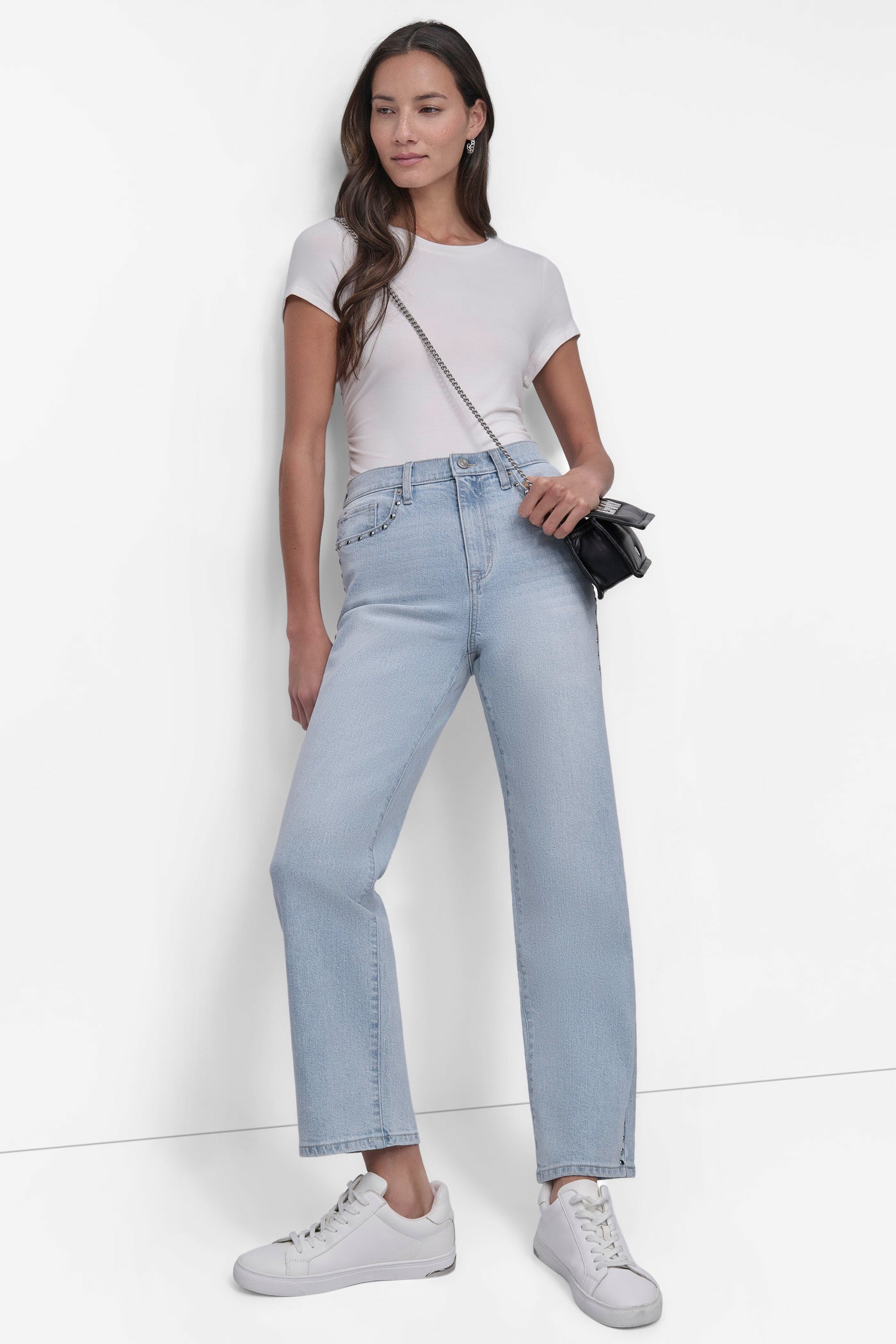 HIGH Rise Length CLASSIC STRAIGHT W/STUD EMBELLISHMENT VIEW 5 | Pants & Denim