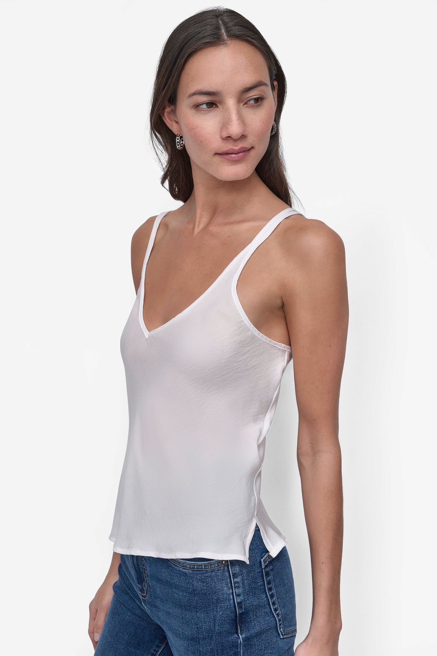 STRAPPY V-NECK CAMI WITH ADJUSTABLE STRAPS VIEW 3