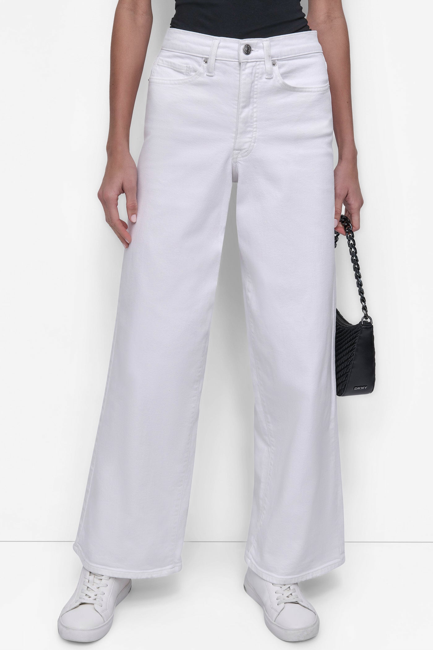 White HIGH-RISE TAILORED WIDE-LEG JEAN, VIEW 1 | Denim Destination