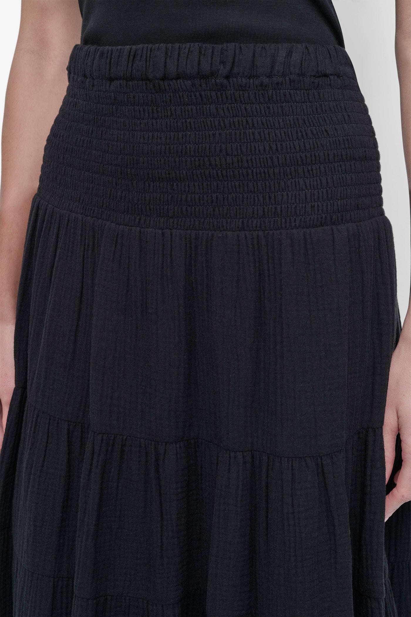 SMOCKED WAIST MIDI SKIRT VIEW 4 | Skirts