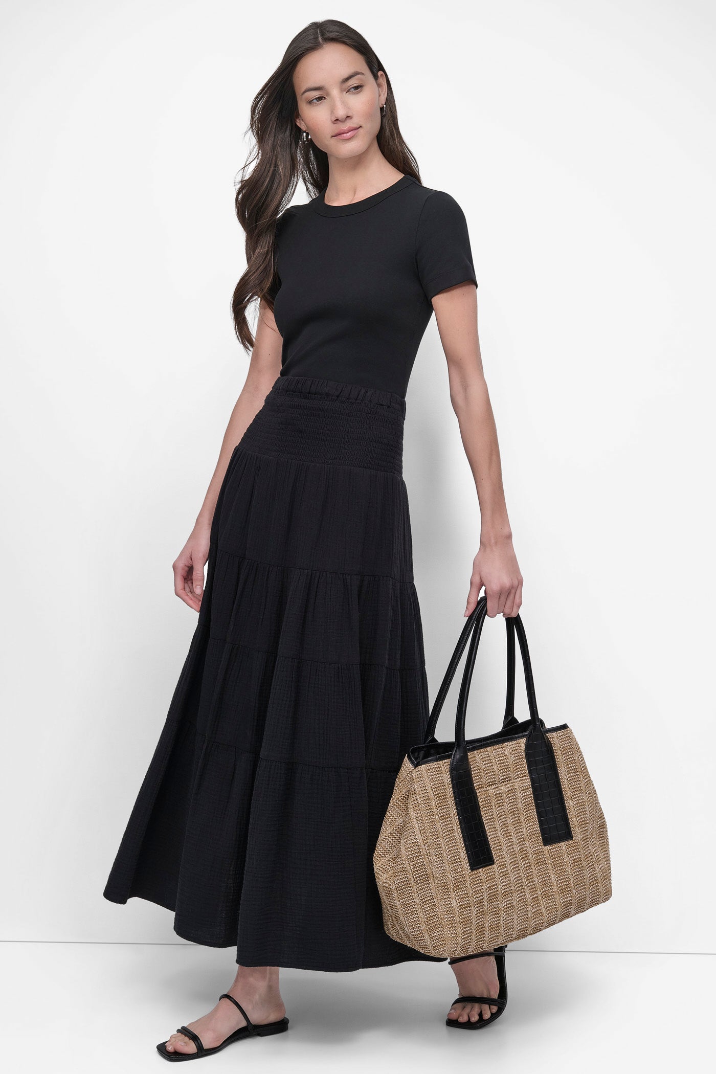 SMOCKED WAIST MIDI SKIRT VIEW 5 | Skirts