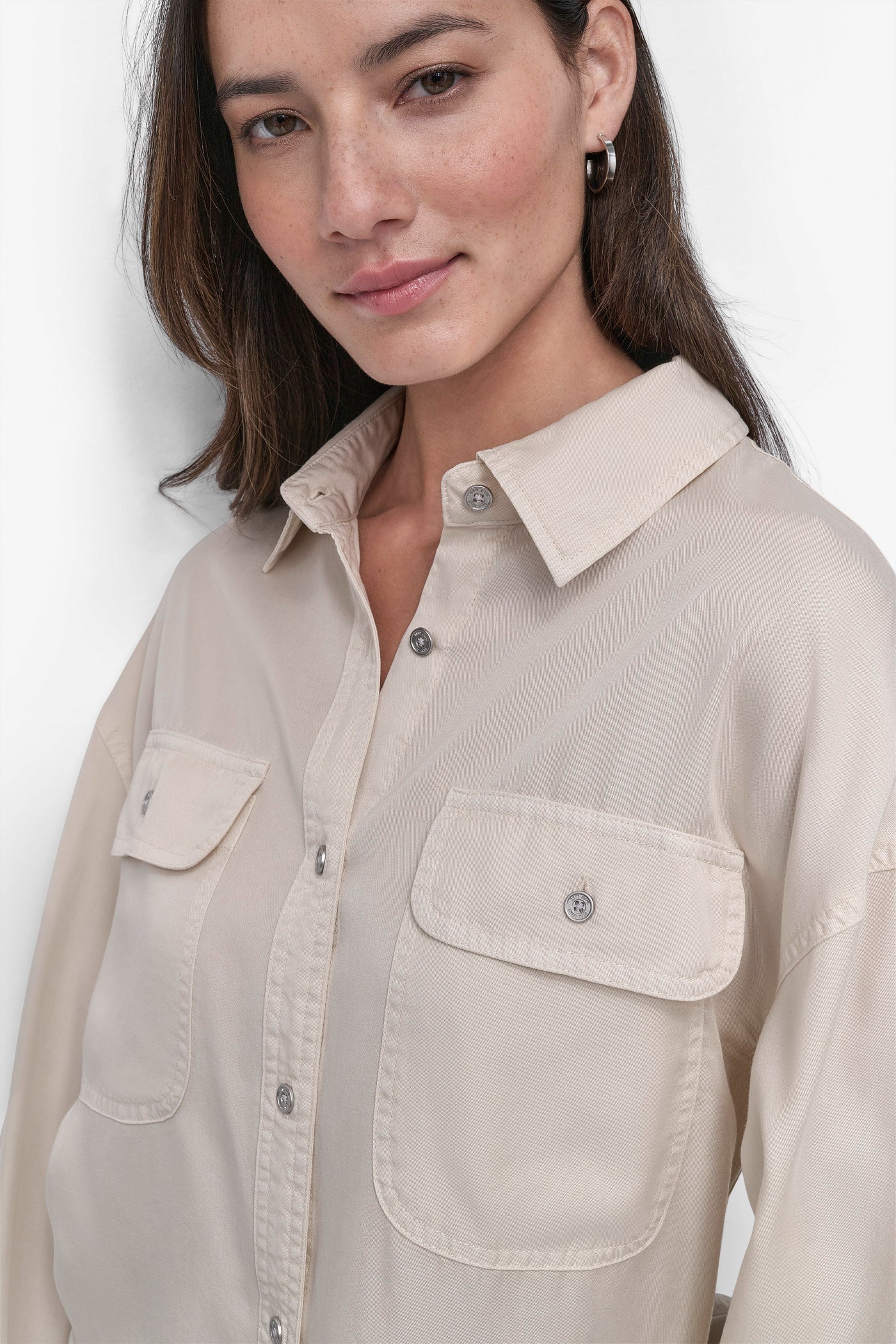 CROPPED BUTTON FRONT SHIRT VIEW 4 | SALE