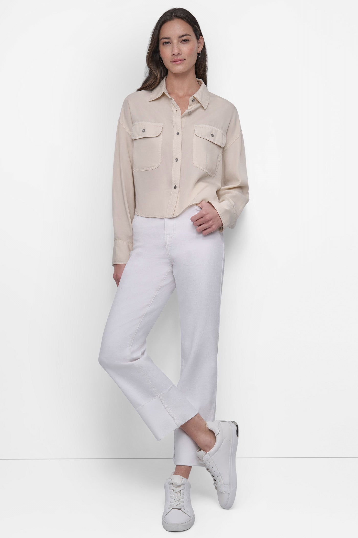CROPPED BUTTON FRONT SHIRT VIEW 8 | SALE