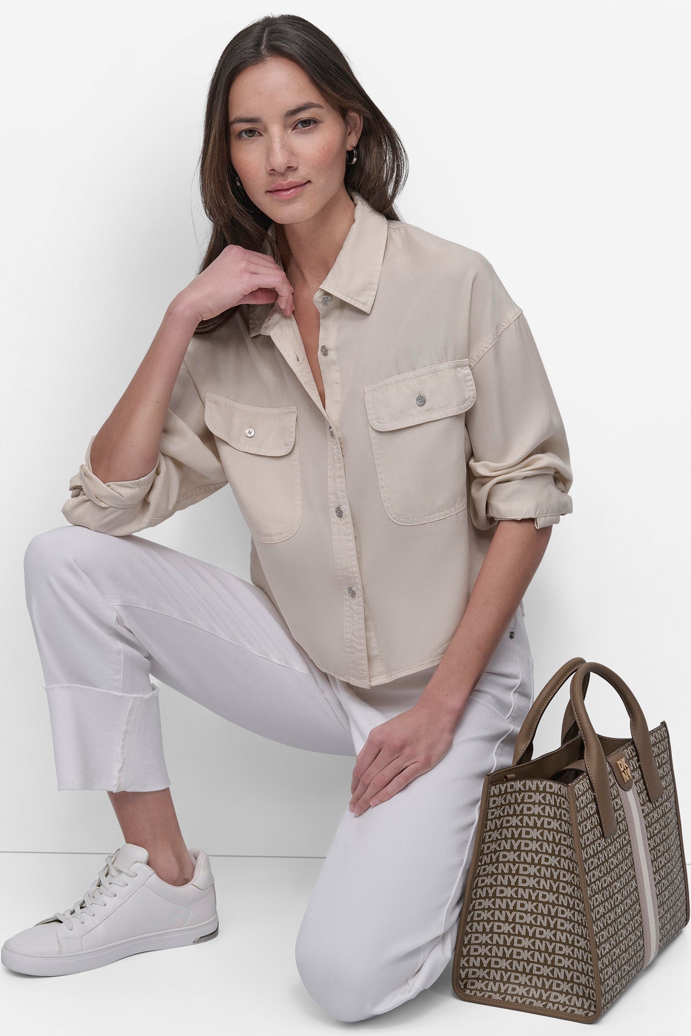 CROPPED BUTTON FRONT SHIRT VIEW 7 | SALE