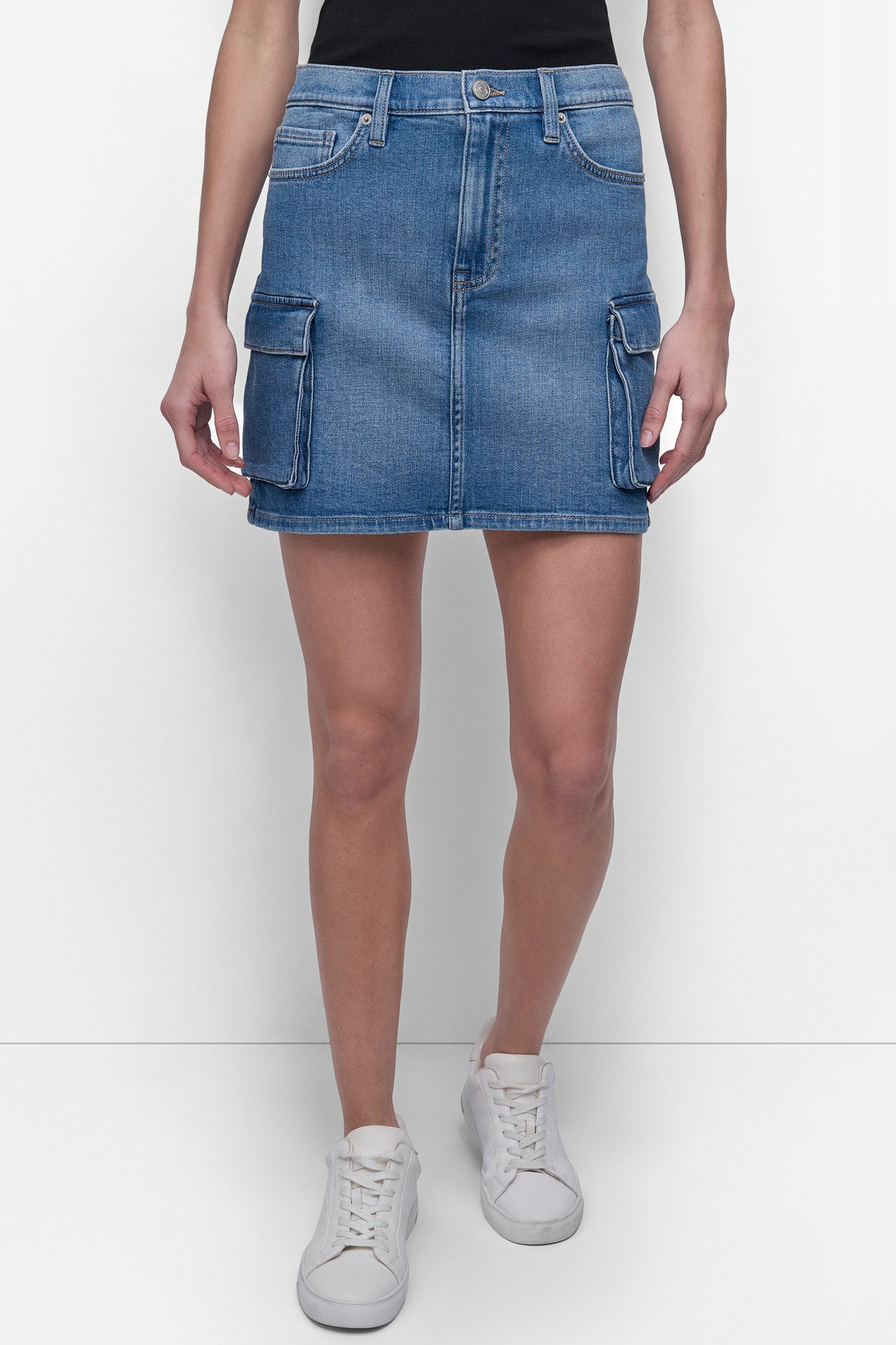 UNION SQUARE CARGO DENIM MINI SKIRT, FRONT VIEW | Denim Destination