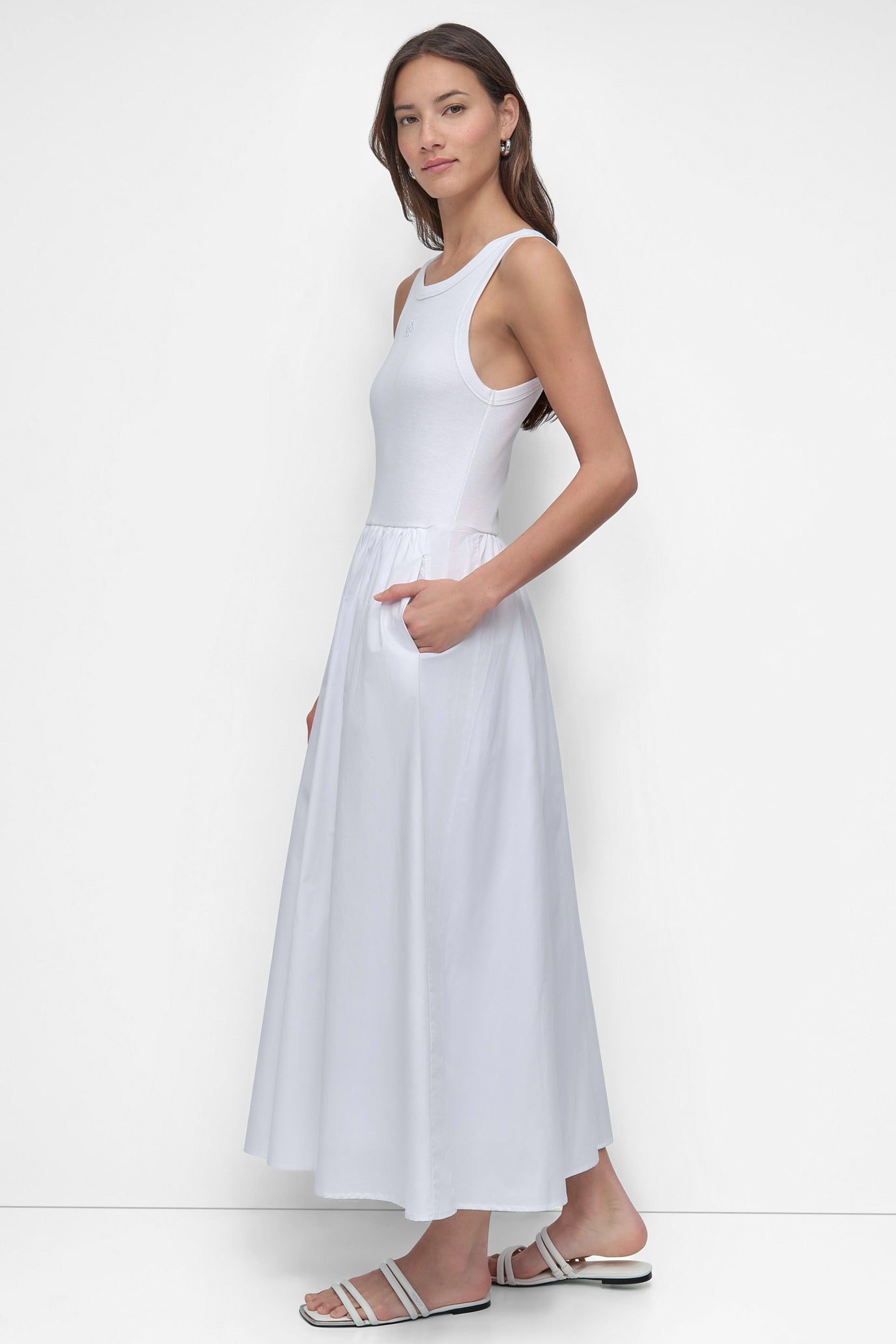 MIXED MEDIA MIDI TANK DRESS VIEW 3 | SALE DRESSES
