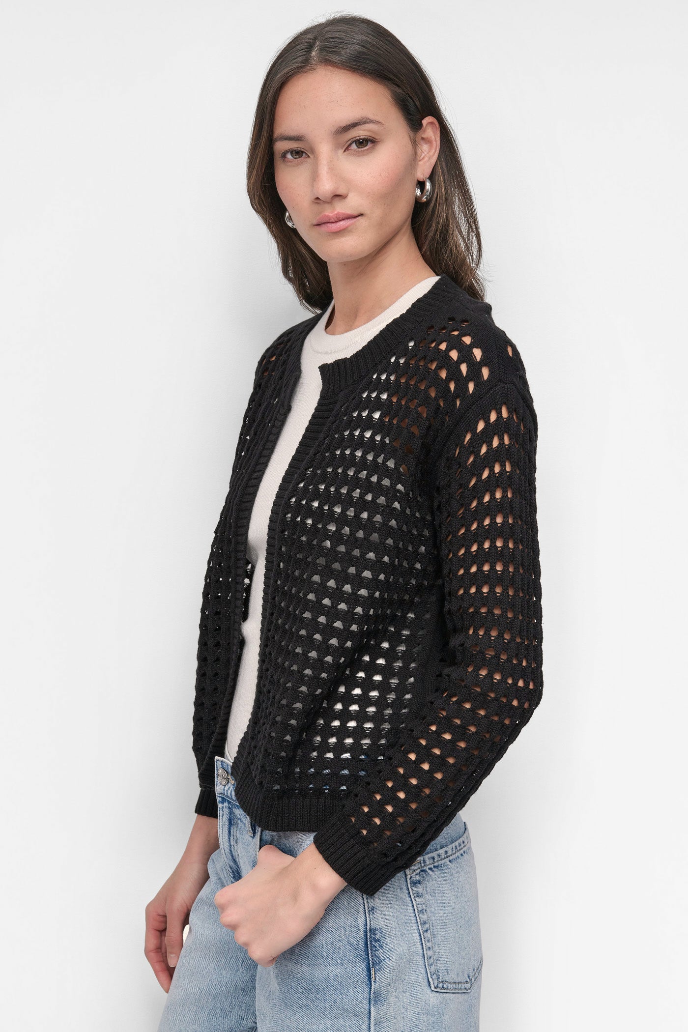 OPEN STITCH CARDIGAN VIEW 3