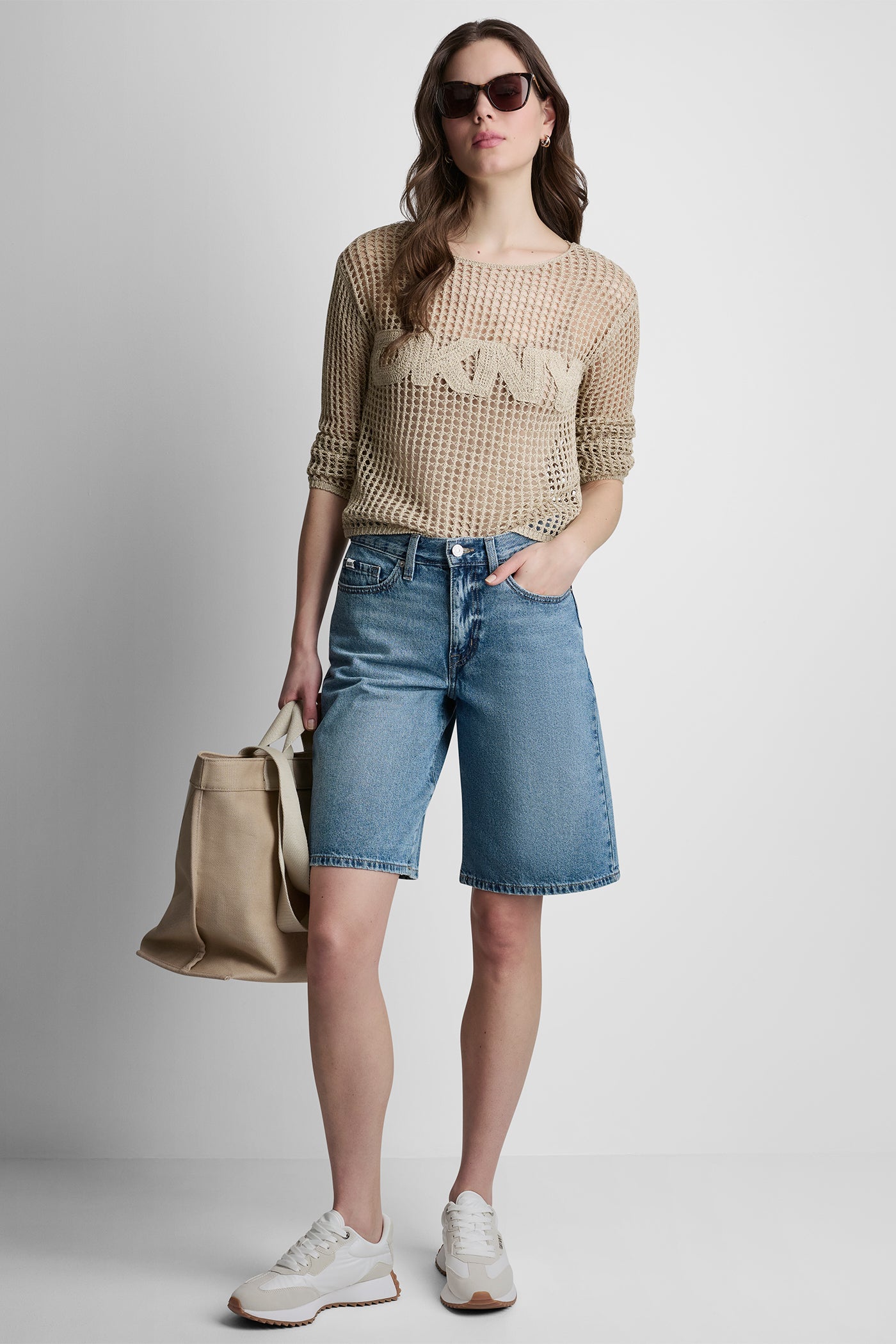 CROWN STREET MID-RISE RELAXED DENIM SHORT, VIEW 1 | Shorts