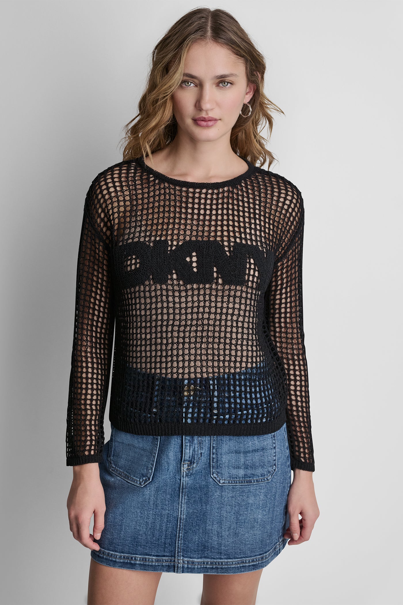 CROCHET OPEN-STITCH LOGO SWEATER VIEW 5 | The Vacation Edit
