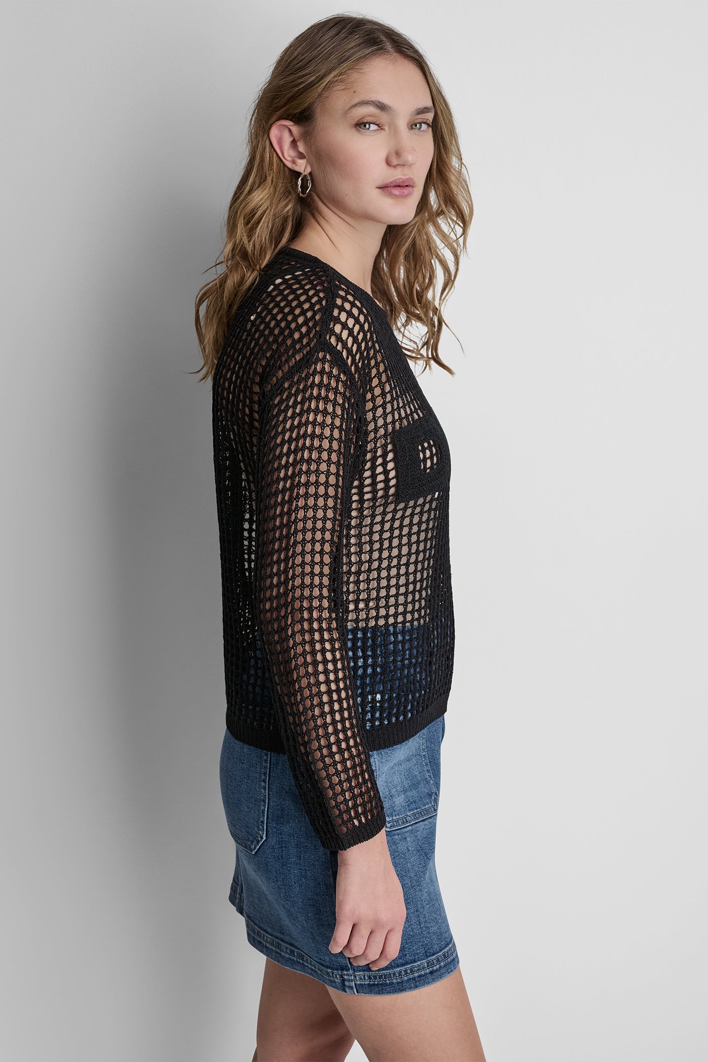 CROCHET OPEN-STITCH LOGO SWEATER VIEW 4 | The Vacation Edit