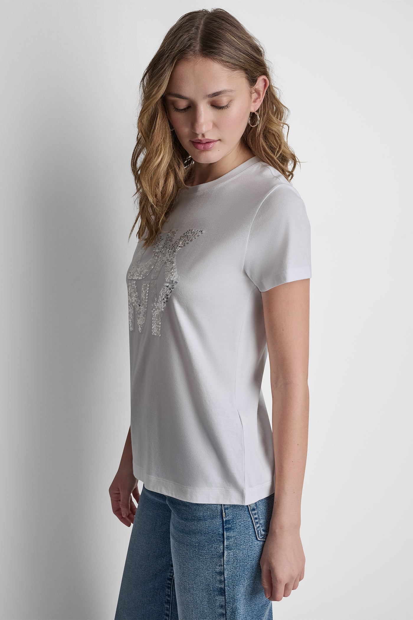DKNY STACKED SEQUIN LOGO TEE VIEW 4 | DKNY JEANS