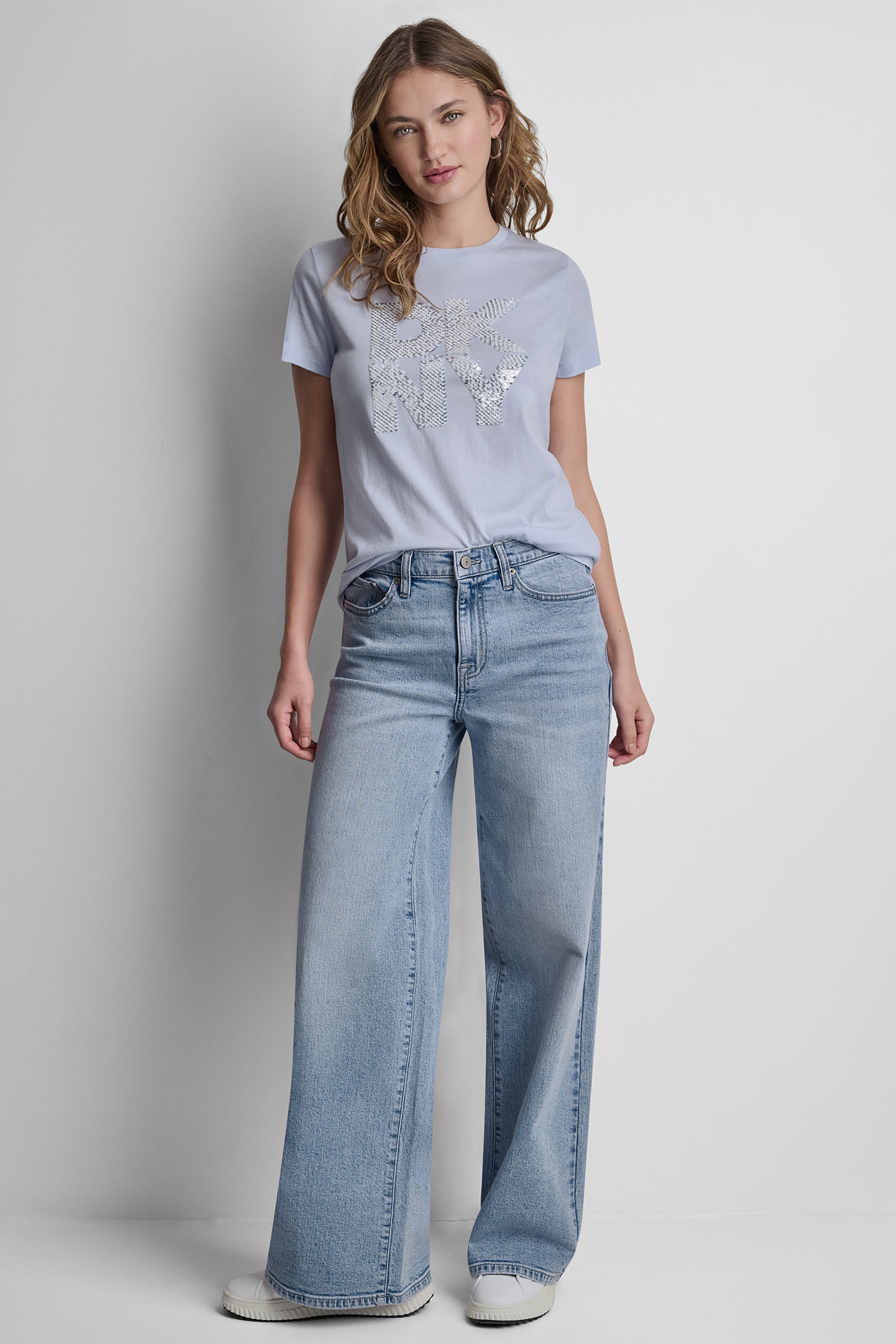 DKNY STACKED SEQUIN LOGO TEE VIEW 5