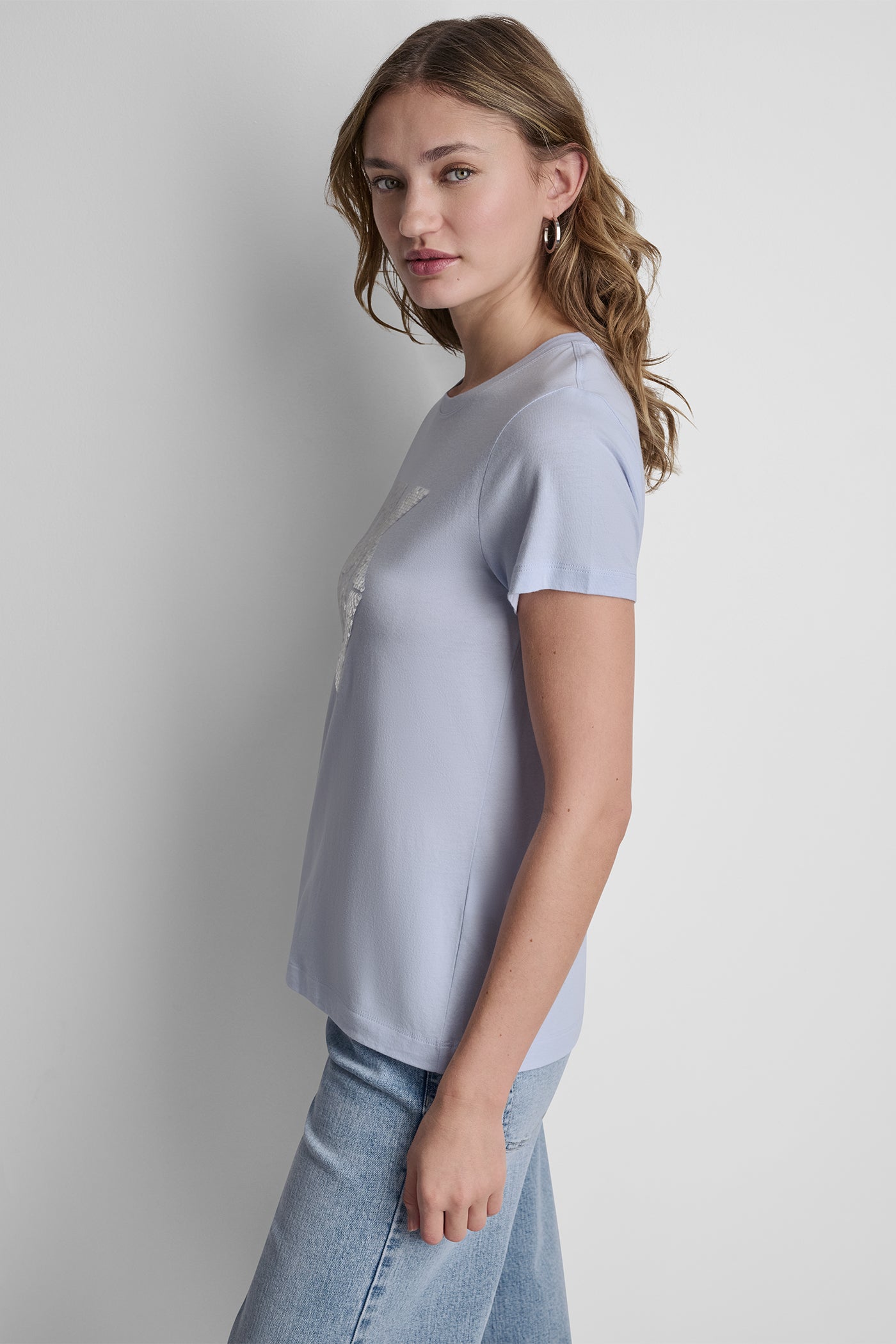 DKNY STACKED SEQUIN LOGO TEE VIEW 4
