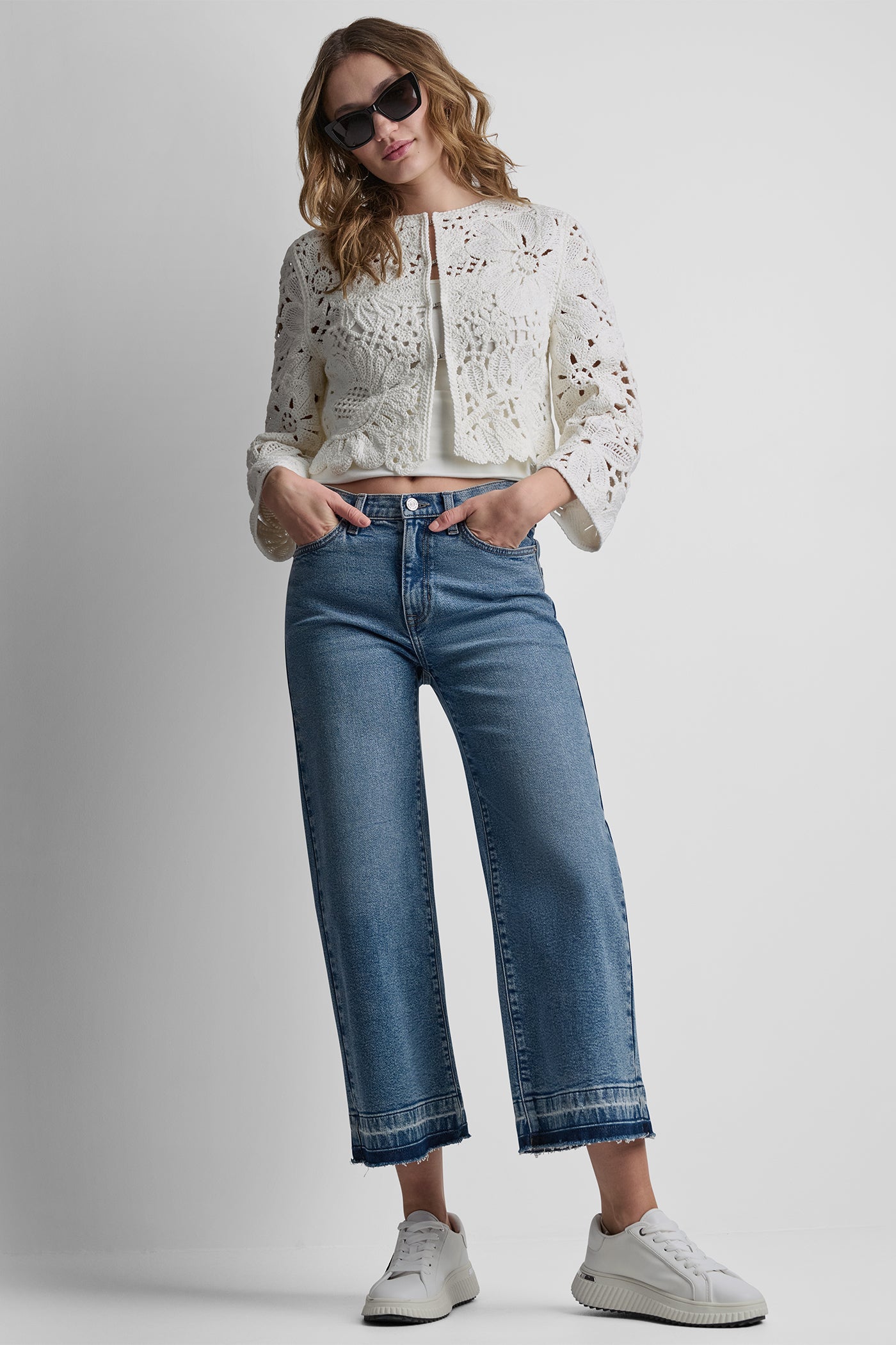 FLORAL CROCHET CARDIGAN WITH SCALLOP HEM VIEW 6