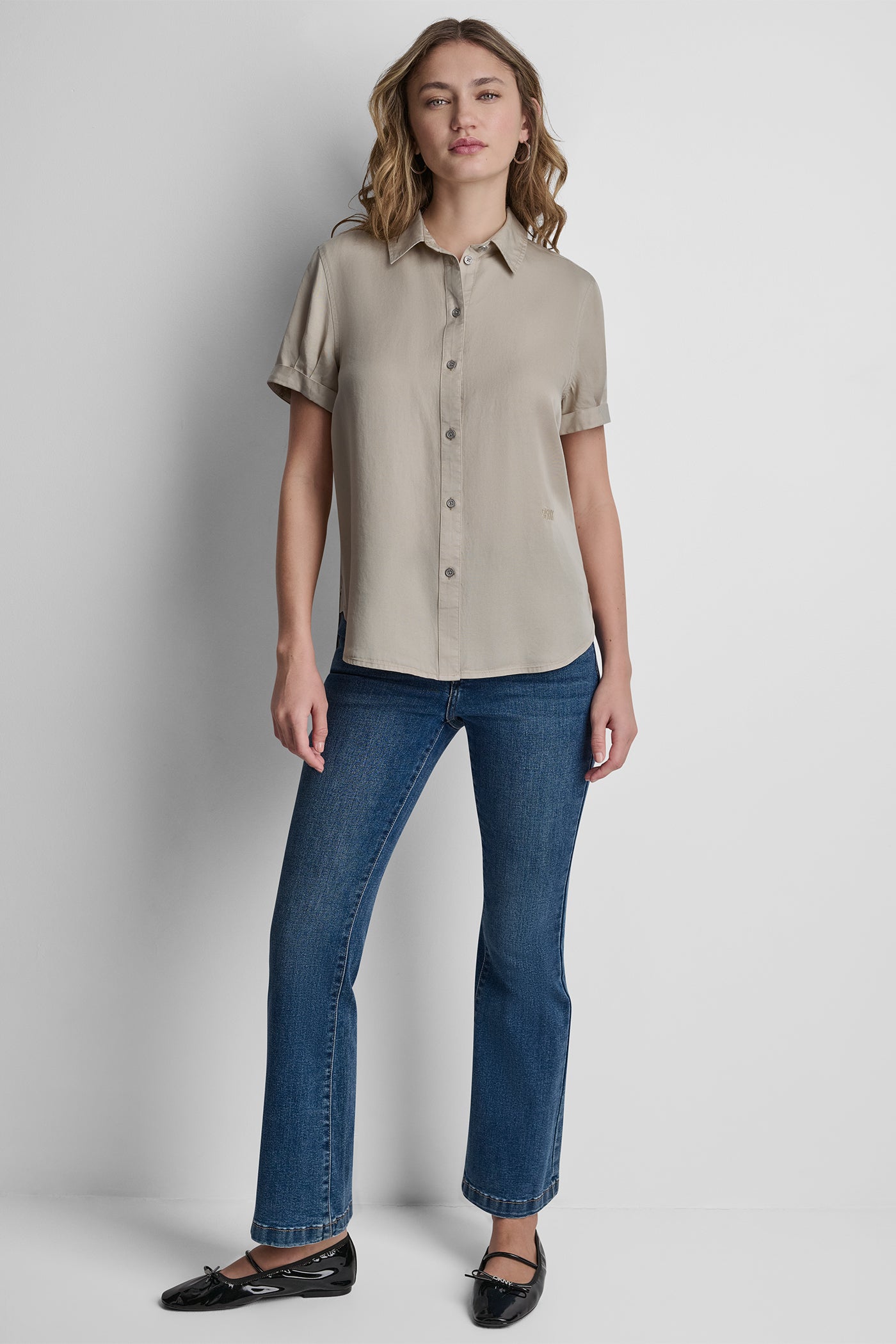 Pebble GARMENT DYE BUTTON-FRONT SHIRT, VIEW 2 | New Arrivals