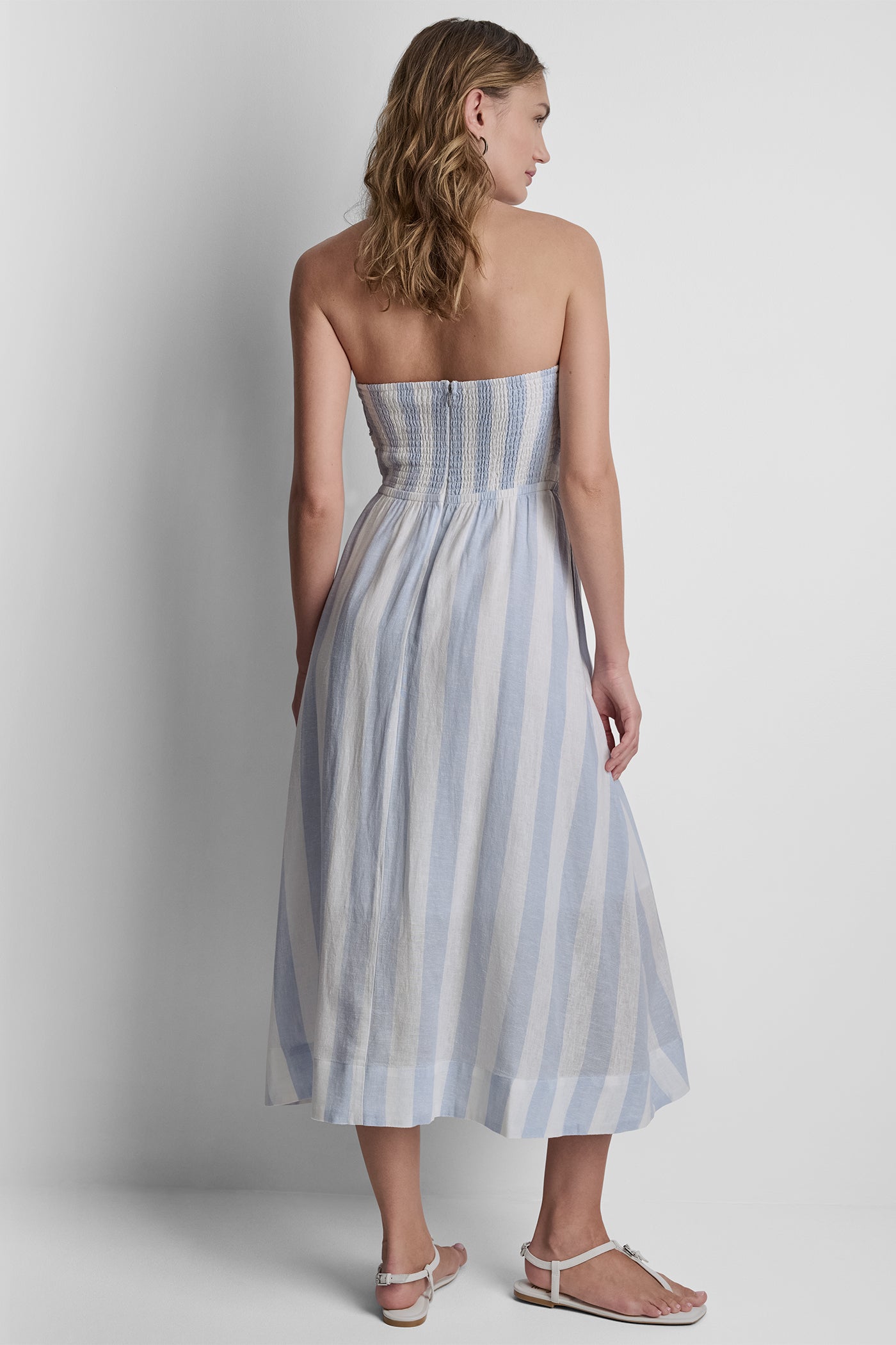 LINEN-BLEND STRAPLESS STRIPE DRESS VIEW 3 | Dresses & Jumpsuits