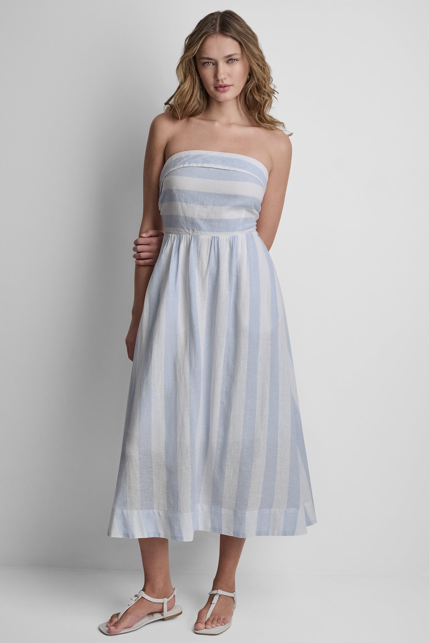 LINEN-BLEND STRAPLESS STRIPE DRESS VIEW 6 | Dresses & Jumpsuits