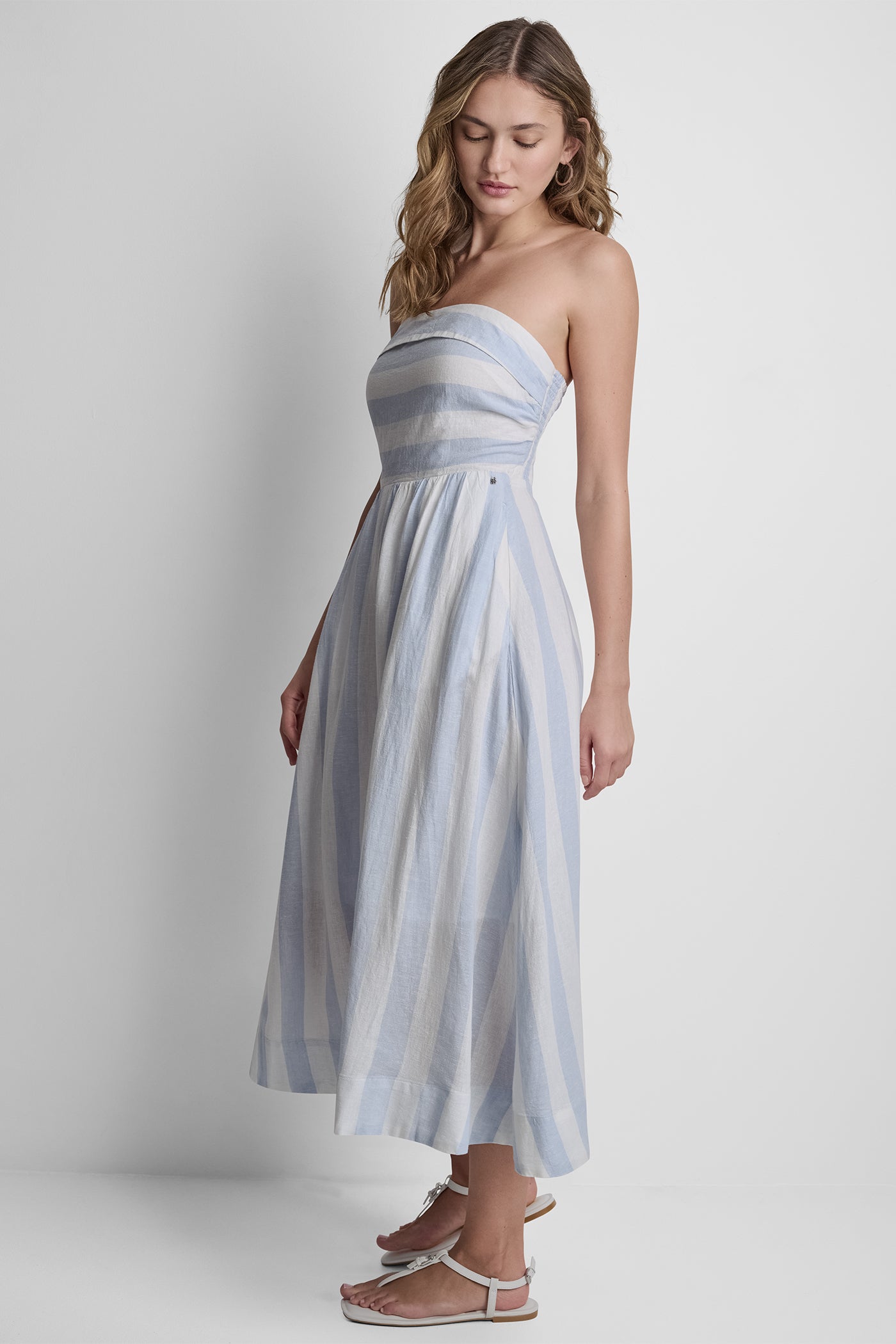 LINEN-BLEND STRAPLESS STRIPE DRESS VIEW 4 | Dresses & Jumpsuits