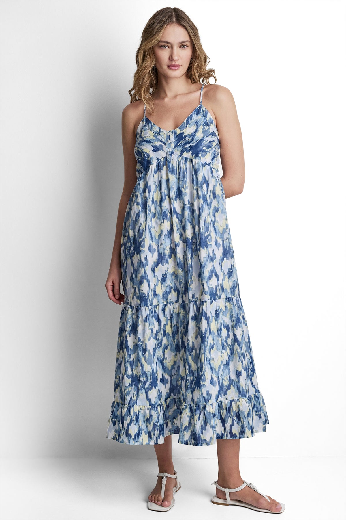 PRINTED TIERED MIDI TANK DRESS VIEW 2