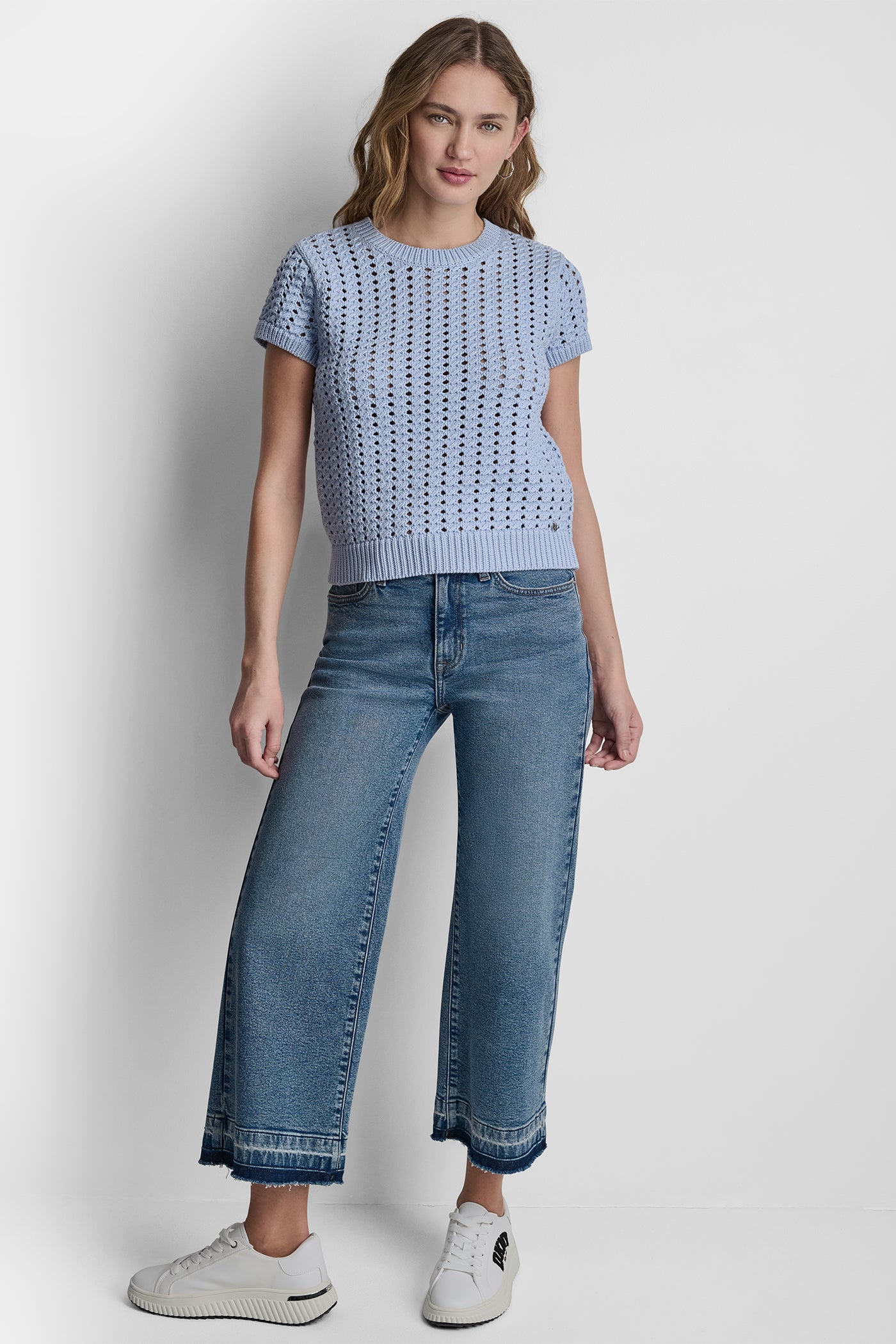 CHUNKY POINTELLE SHORT SLEEVE SWEATER VIEW 5 | WOMEN'S SWEATERS & TOPS