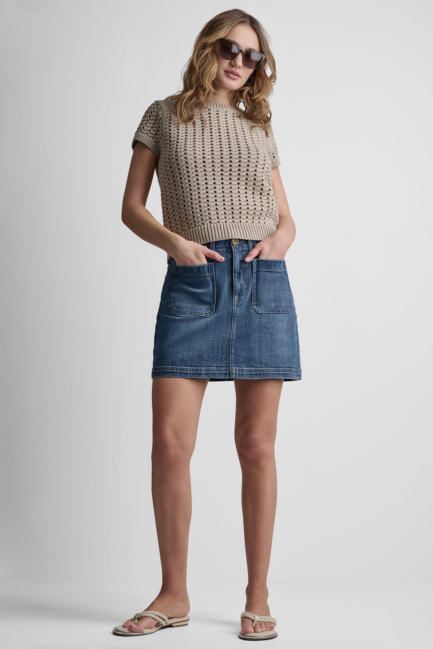 CHUNKY POINTELLE SHORT SLEEVE SWEATER VIEW 6 | WOMEN'S SWEATERS & TOPS