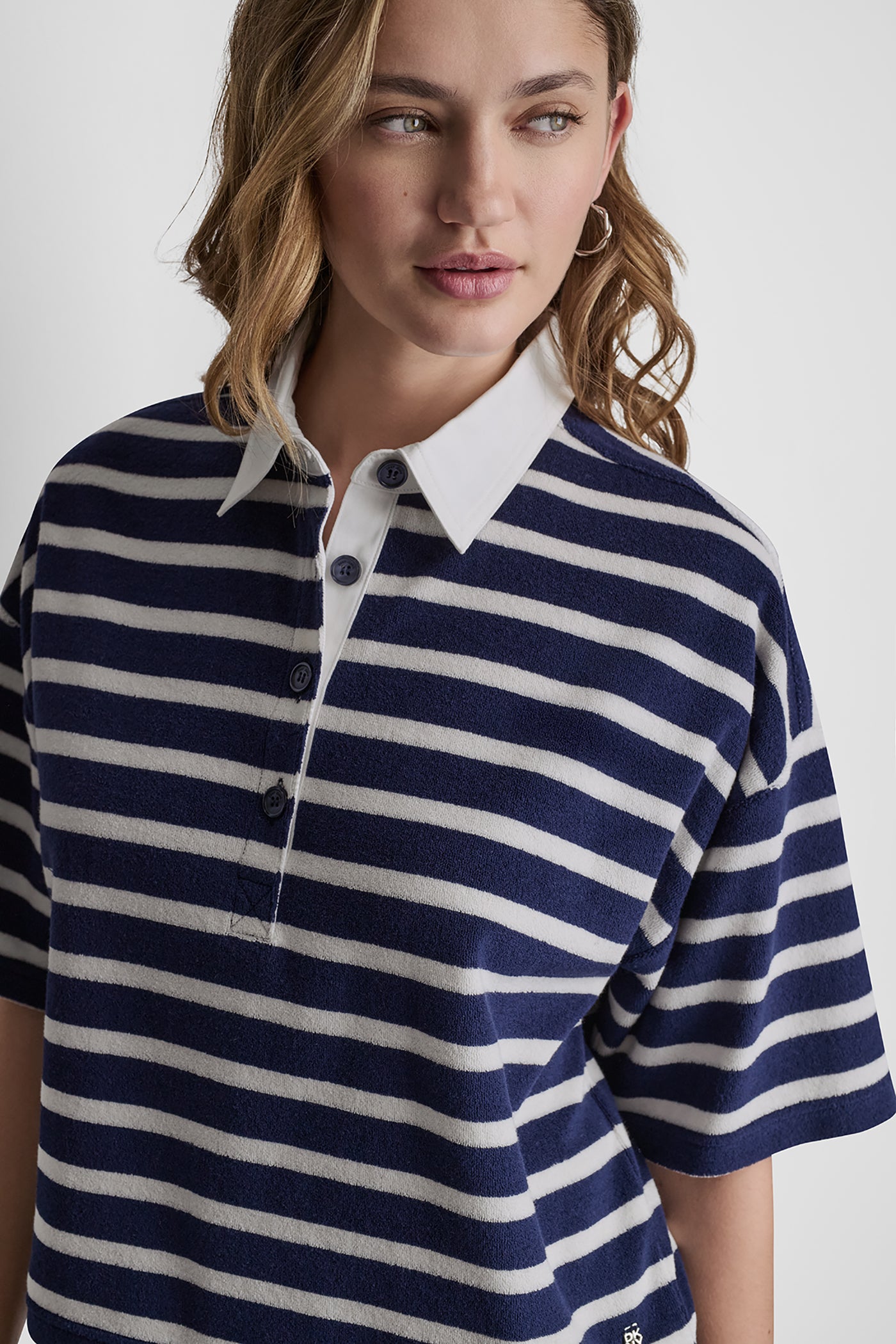 TOWELLING TERRY STRIPE BOXY POLO VIEW 5 | MATCHING SETS