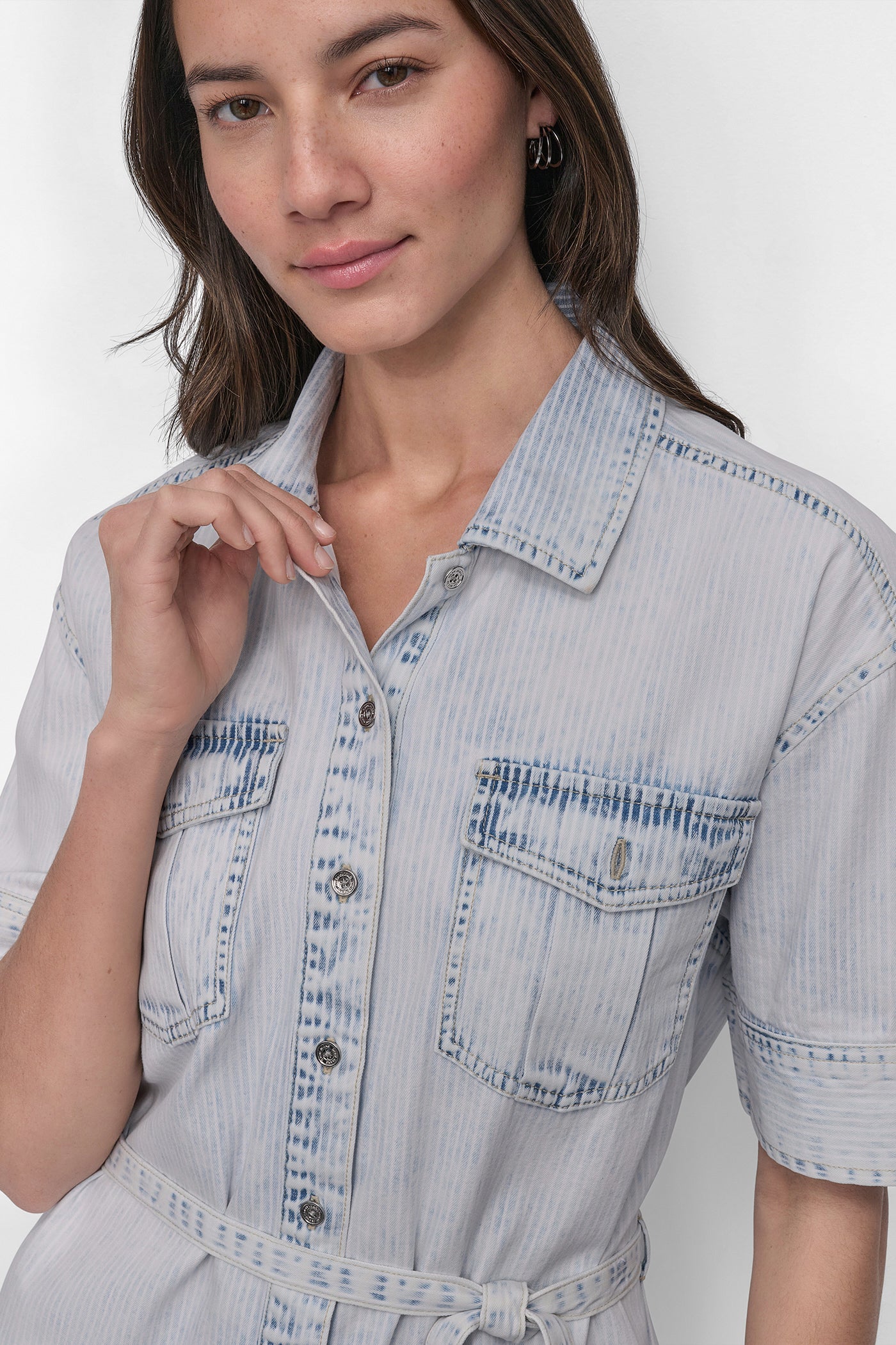 BELTED DENIM MINI SHIRT DRESS VIEW 7 | Denim Destination