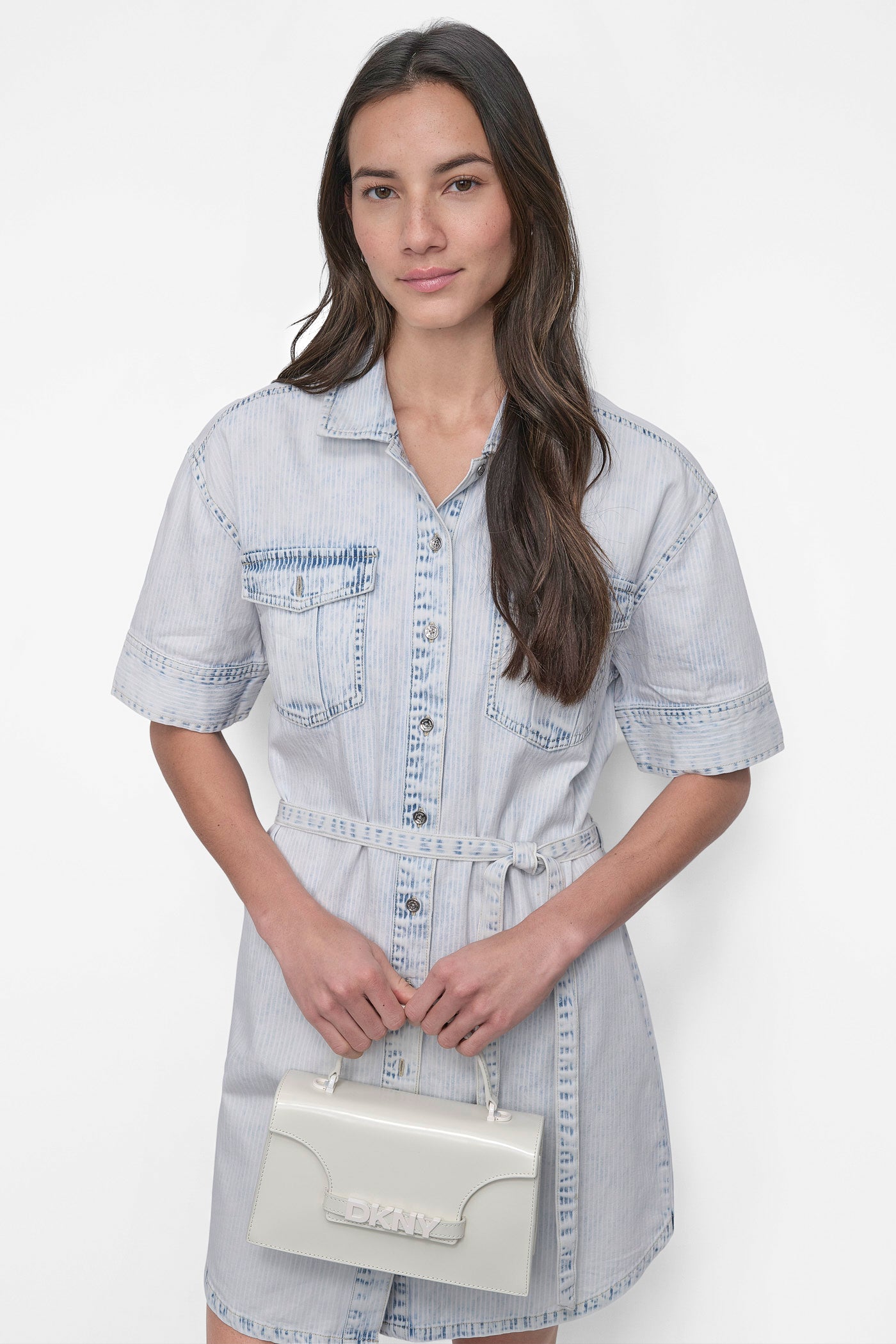 BELTED DENIM MINI SHIRT DRESS VIEW 6 | Denim Destination