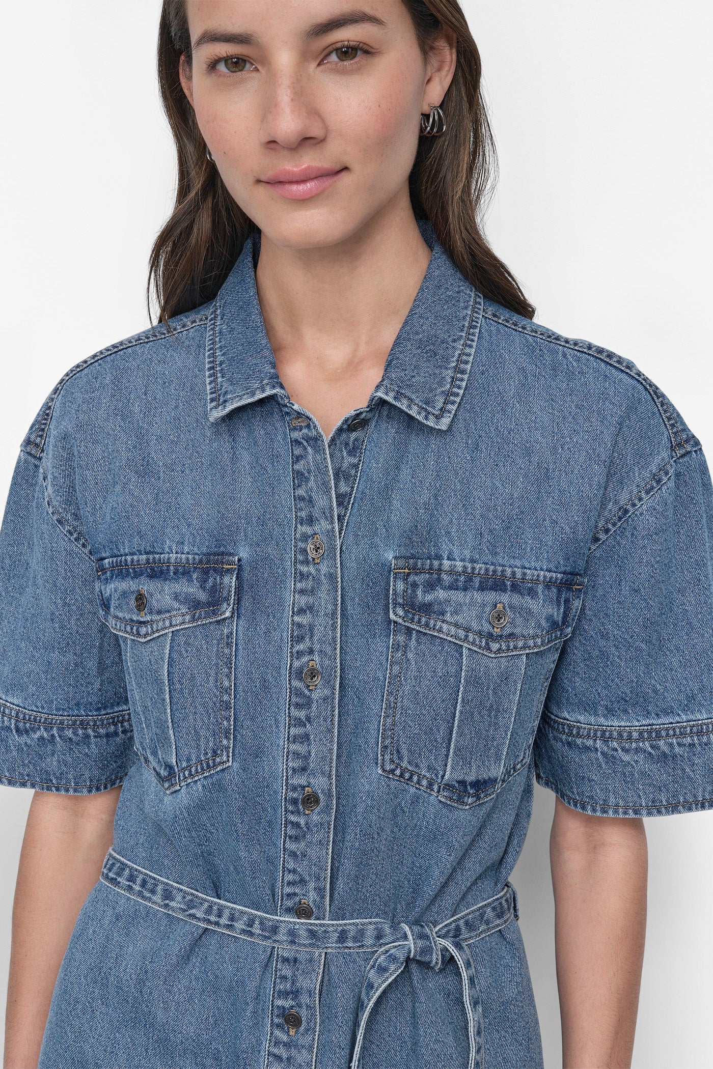 BELTED DENIM MINI SHIRT DRESS VIEW 6 | Denim Destination