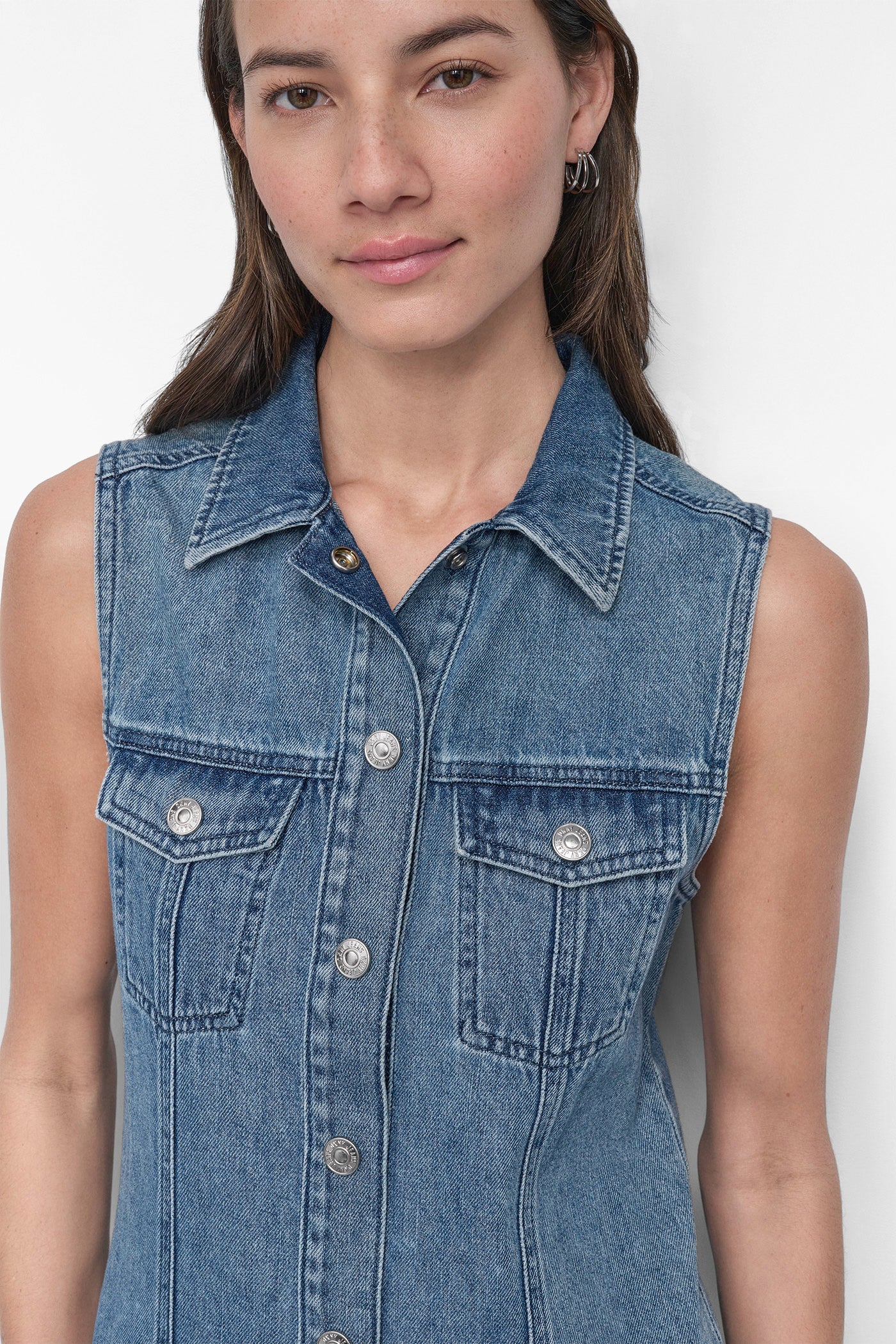 SLEEVELESS DENIM MAXI SHIRT DRESS VIEW 6 | Denim Destination