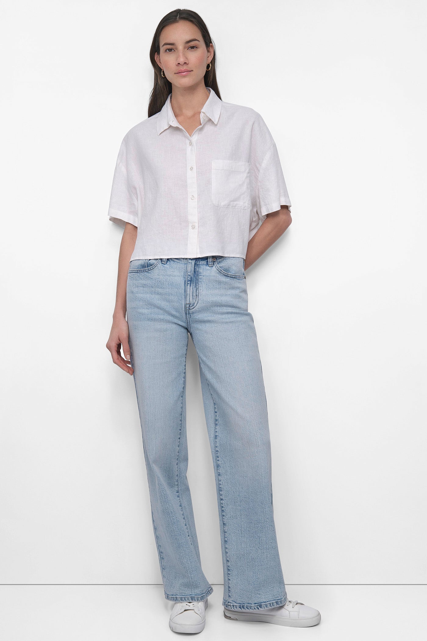 CROPPED LINEN-BLEND SHIRT VIEW 7