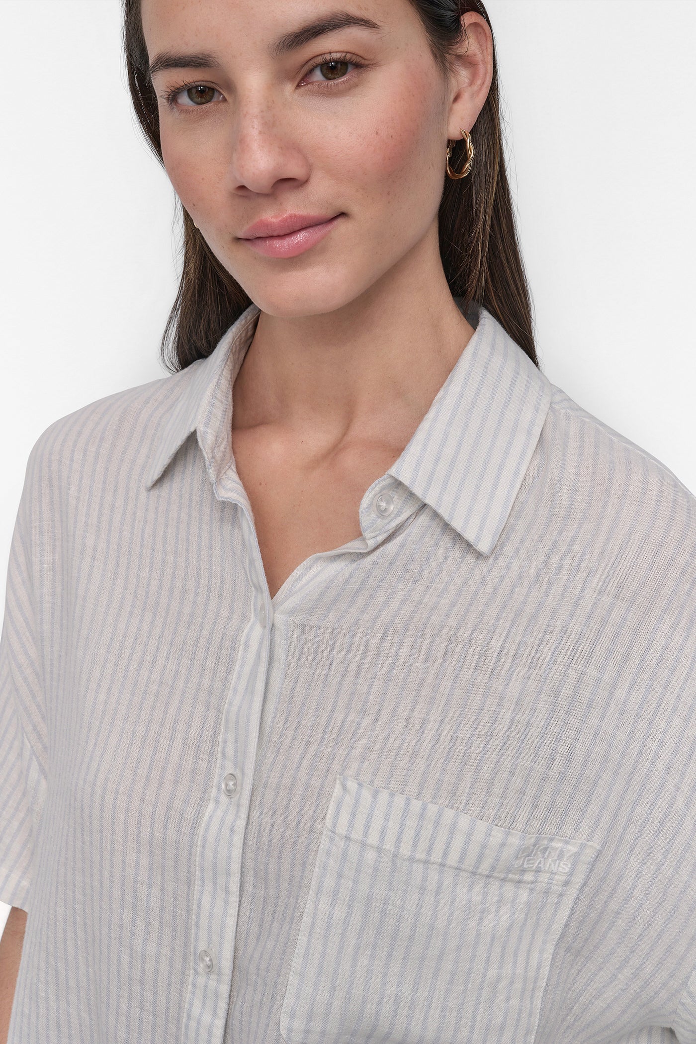 CROPPED LINEN-BLEND SHIRT VIEW 5 | WOMEN'S SWEATERS & TOPS