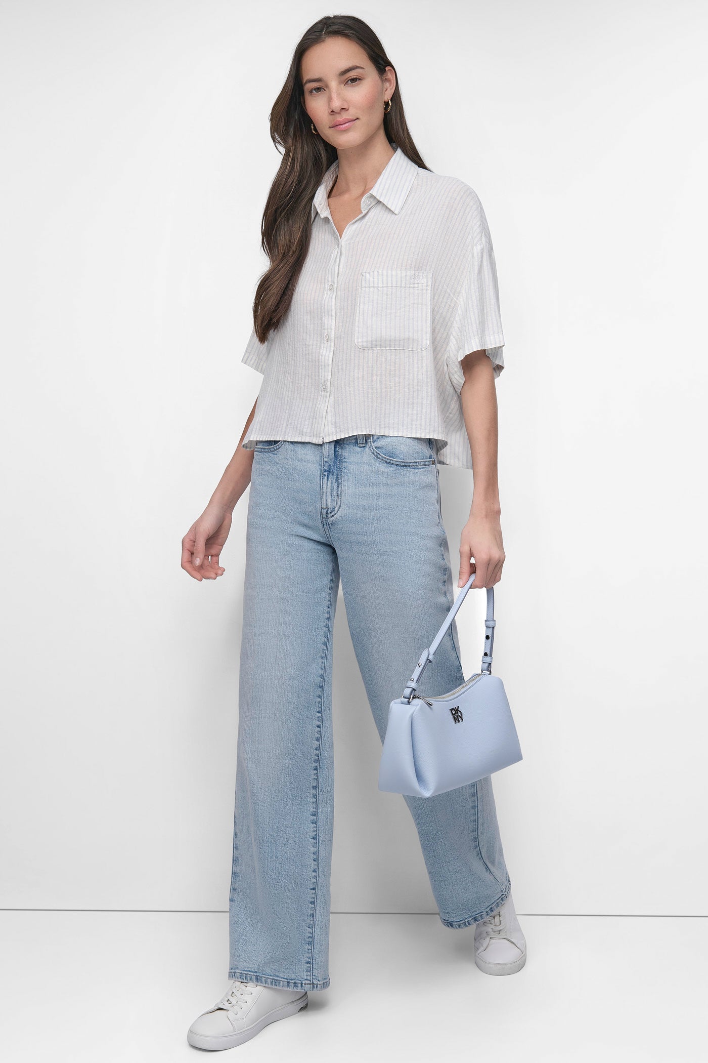 CROPPED LINEN-BLEND SHIRT VIEW 6 | WOMEN'S SWEATERS & TOPS