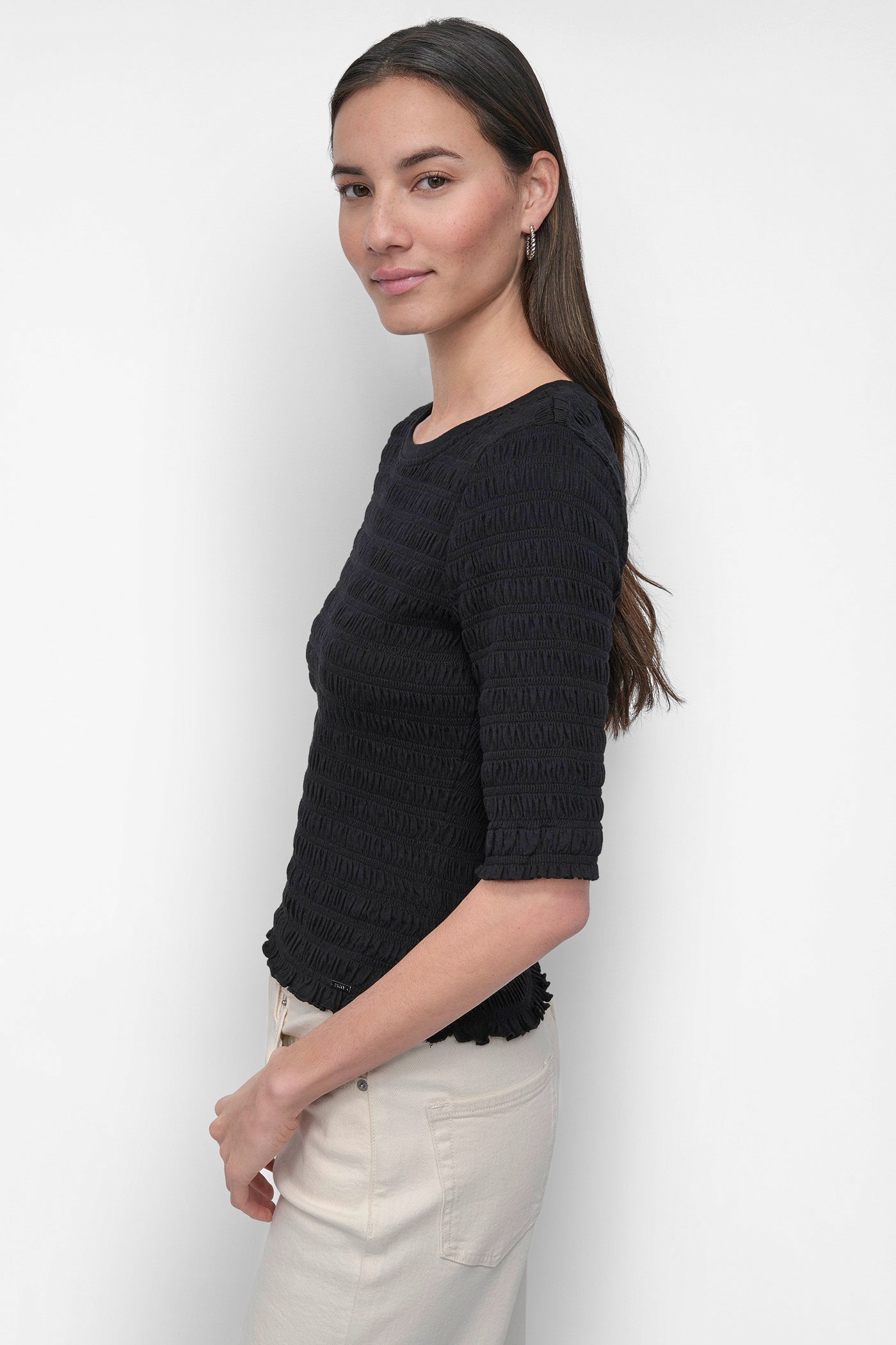 SMOCKED TEE VIEW 3 | WOMEN'S SWEATERS & TOPS