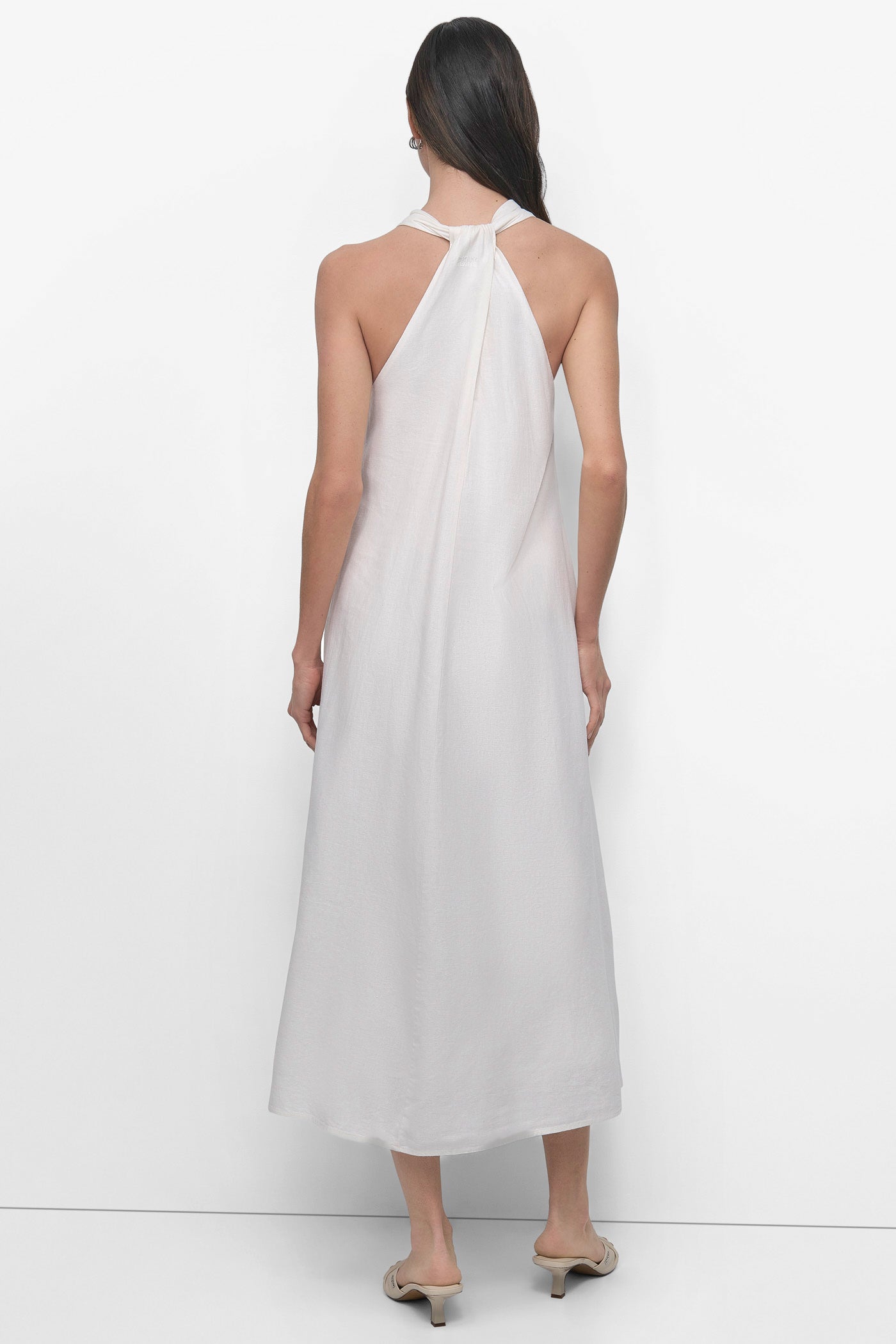 IVORY TWIST RACERBACK MIDI SWING DRESS, VIEW 2 | Summer Essentials