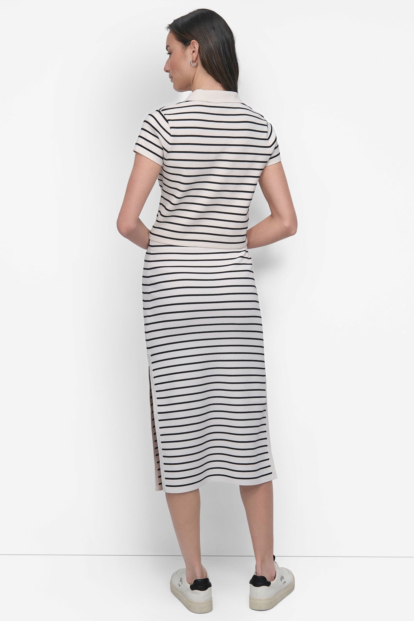 CROPPED STRIPED POLO SWEATER VIEW 6