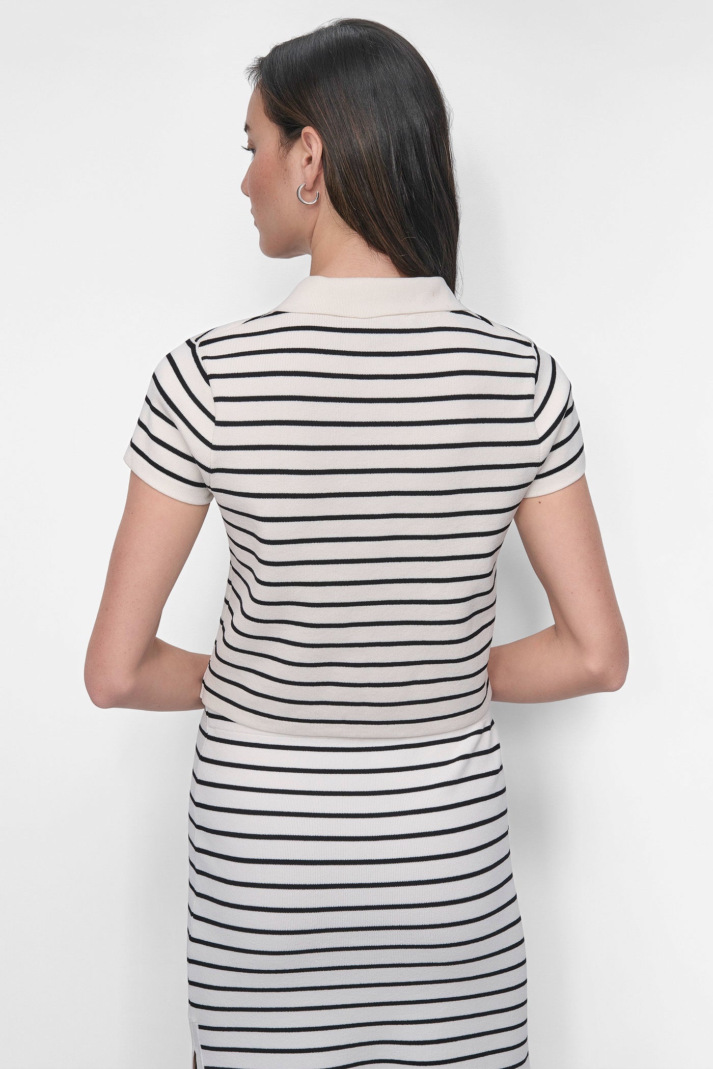 CROPPED STRIPED POLO SWEATER VIEW 2