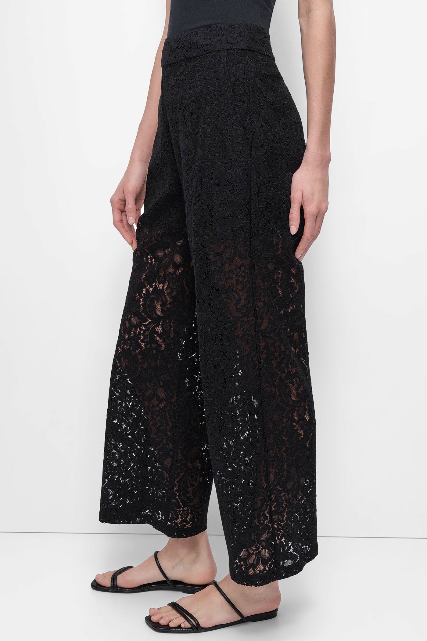 CROPPED LACE STRAIGHT LEG TROUSER VIEW 3 | Pants & Denim