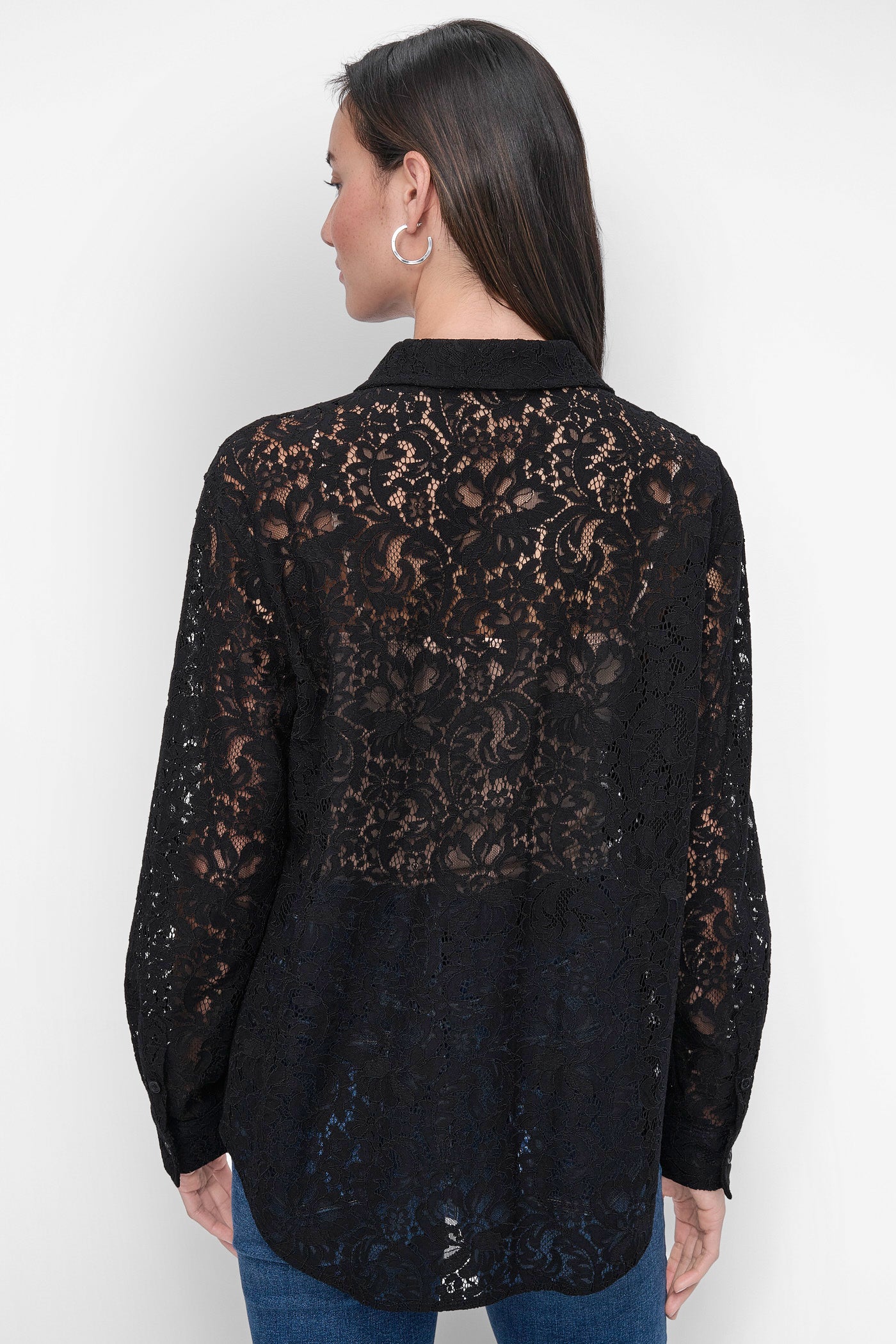 Black LACE UTILITY SHIRT, BACK VIEW | Summer Essentials