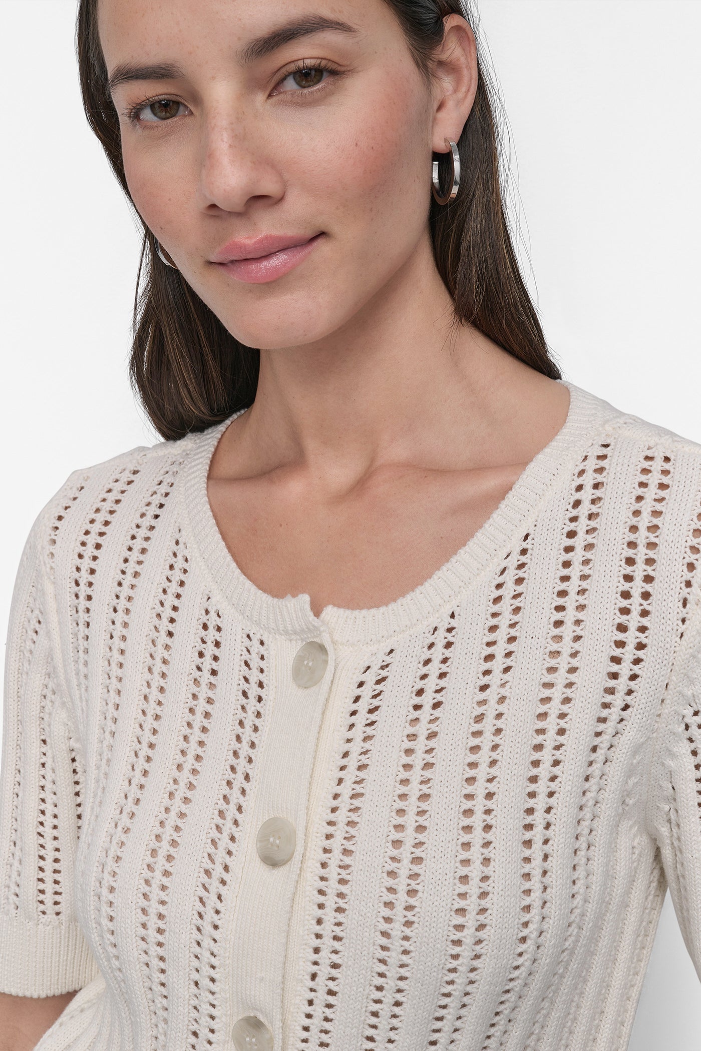 CABLE POINTELLE KNIT CARDIGAN VIEW 4 | WOMEN'S SWEATERS & TOPS