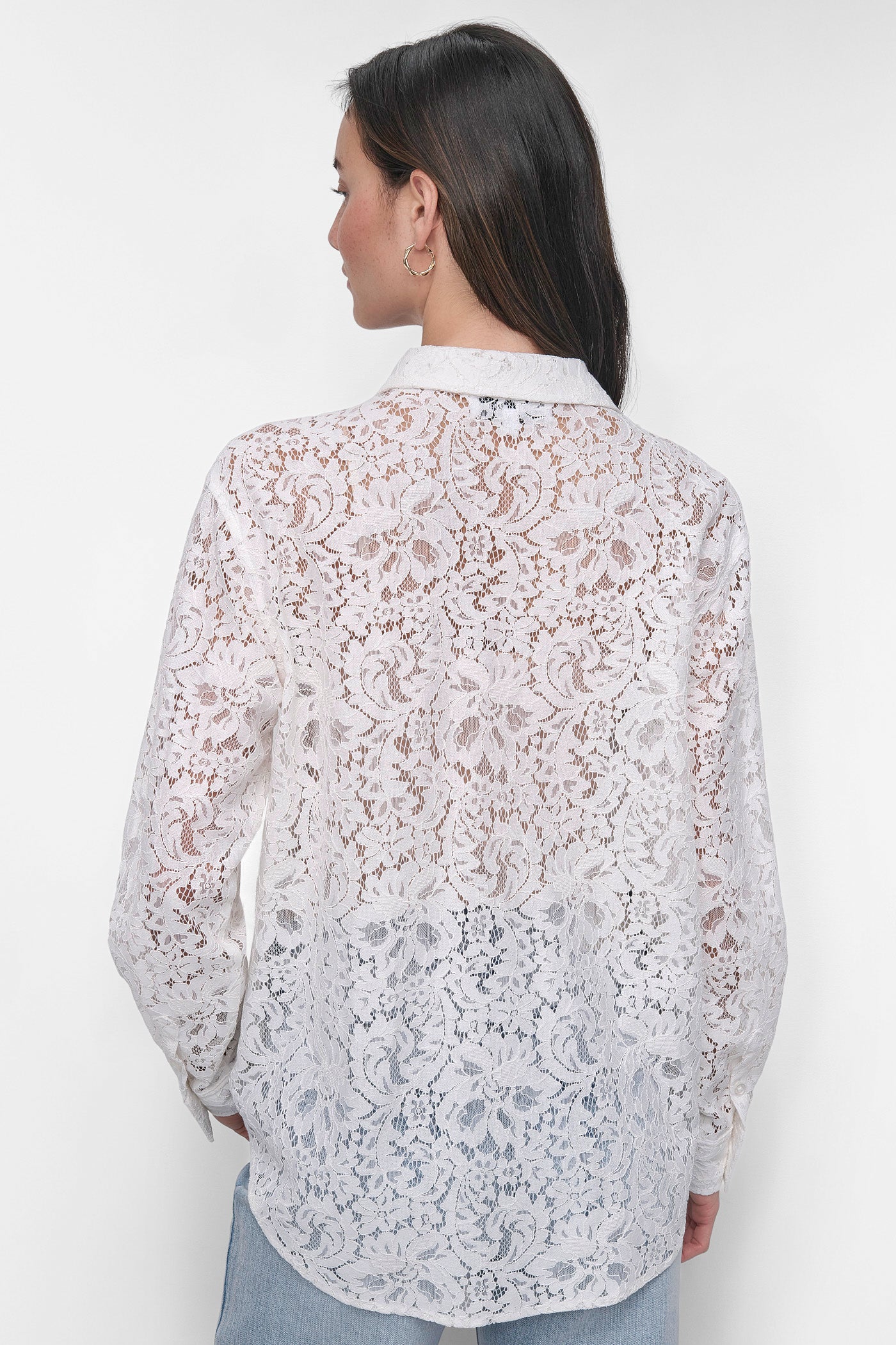 White LACE UTILITY SHIRT, BACK VIEW | Summer Essentials
