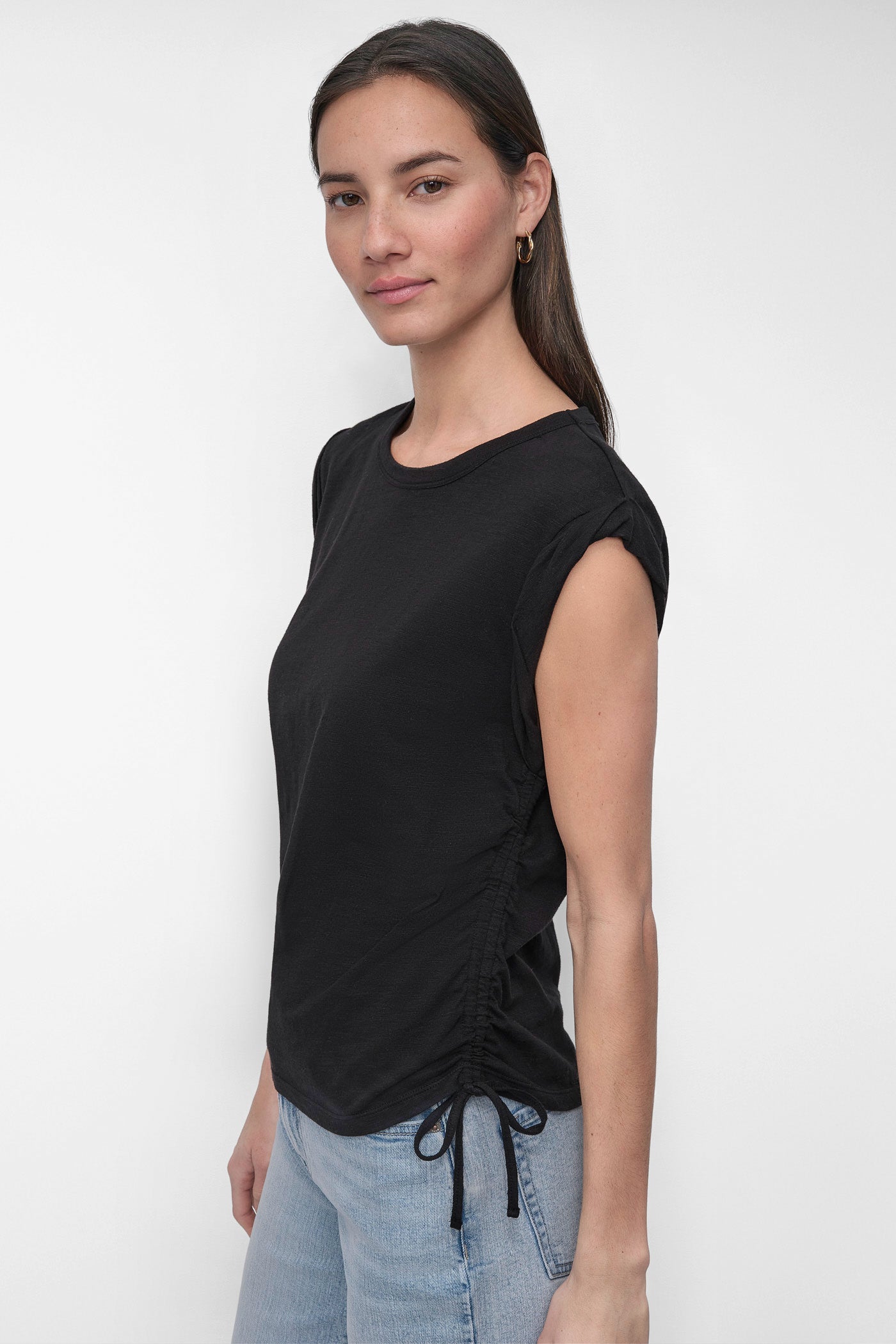 RUCHED SIDE-TIE TEE VIEW 3 | Tees & Tanks