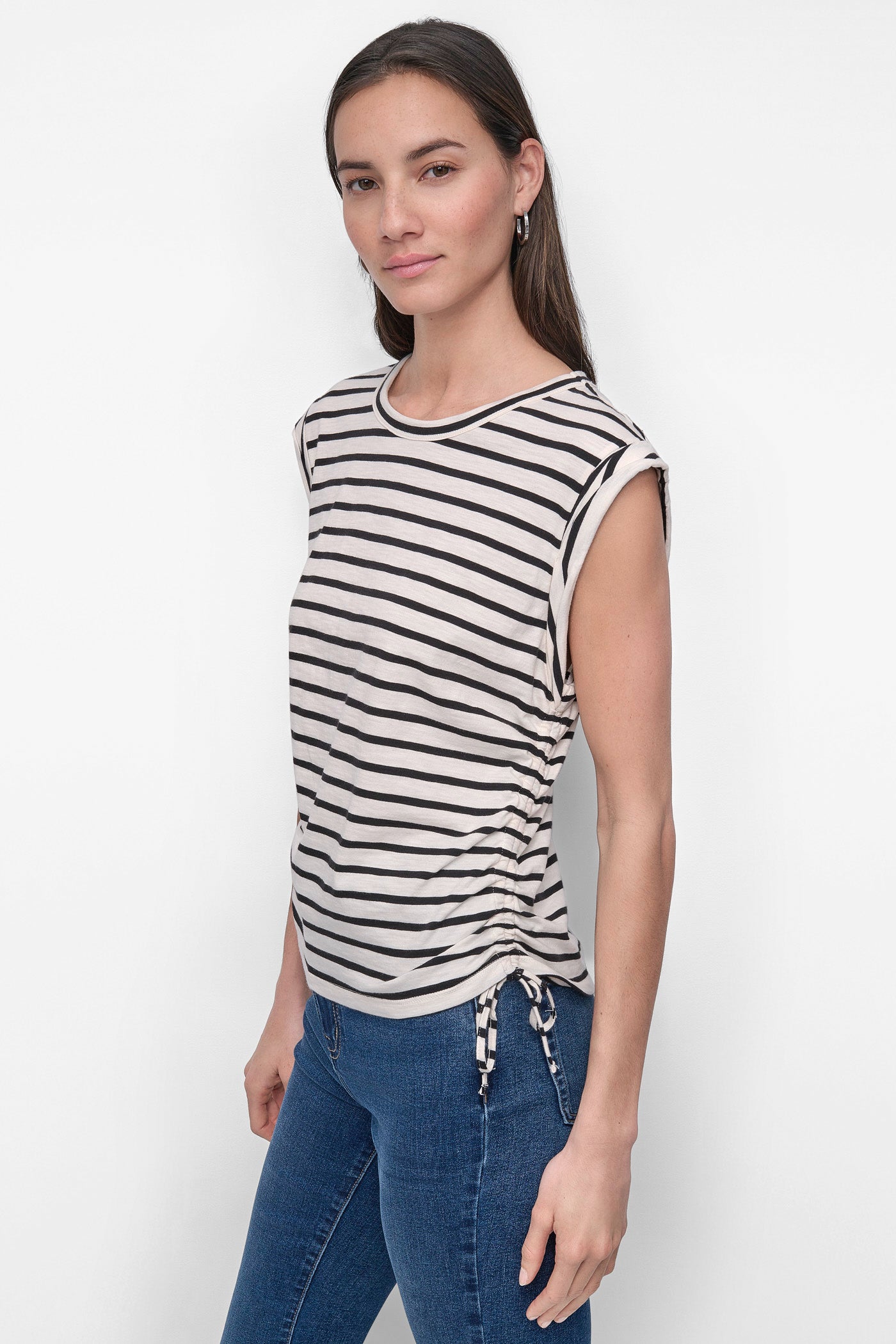 RUCHED SIDE-TIE TEE VIEW 3 | Tees & Tanks