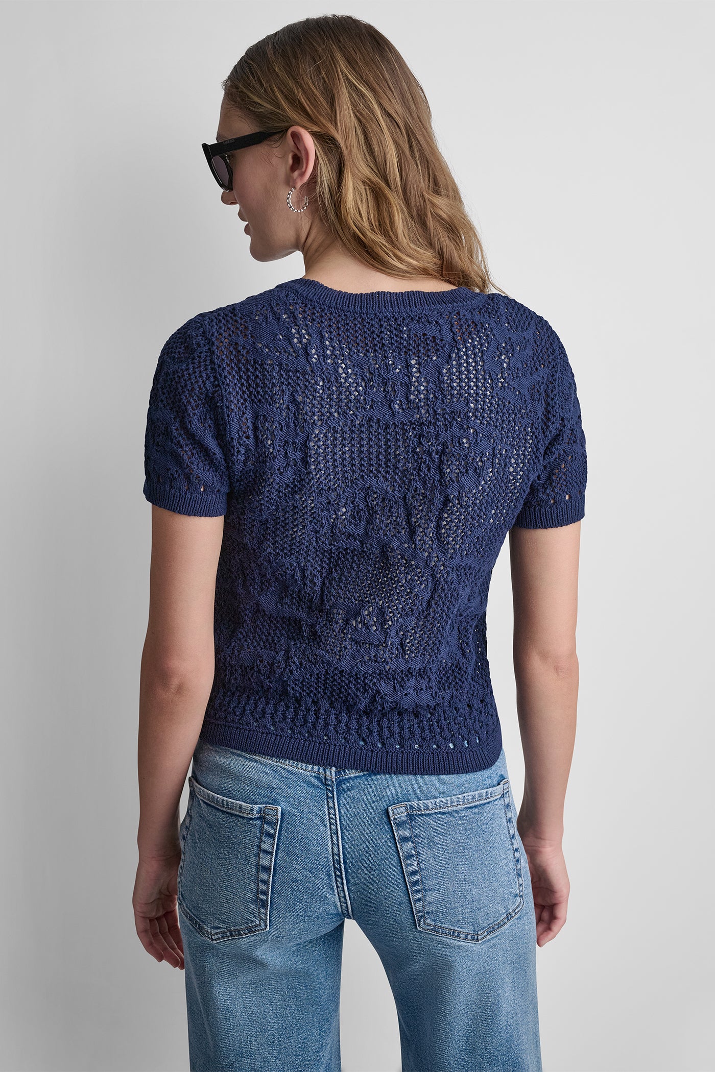 LACE STITCH BUTTON FRONT CARDIGAN VIEW 3 | New Arrivals