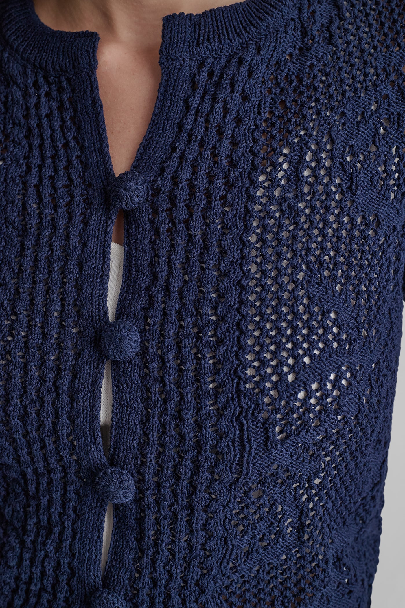 LACE STITCH BUTTON FRONT CARDIGAN VIEW 6 | New Arrivals