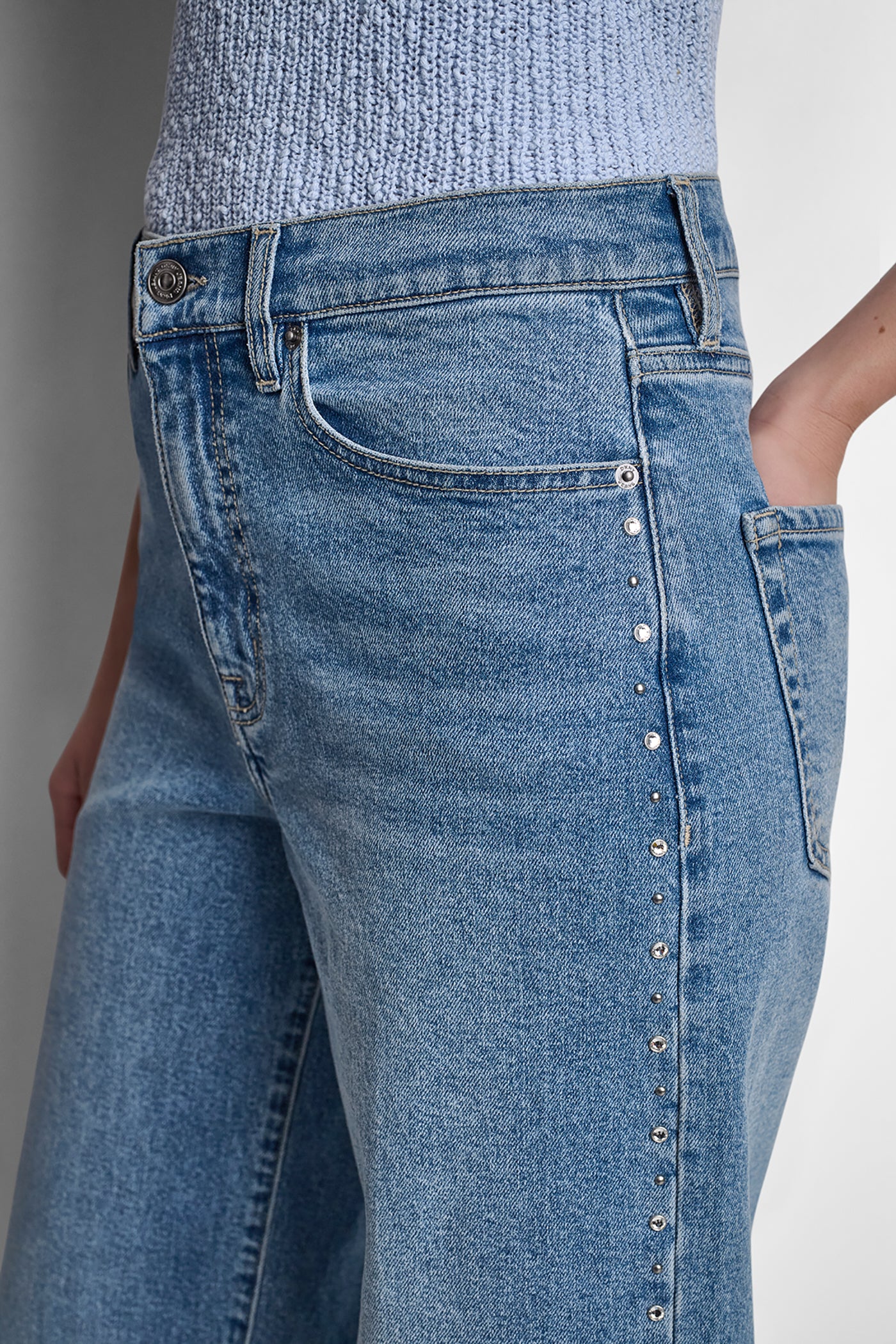 HIGH-RISE RHINESTONE STUD WIDE LEG VIEW 5 | SALE