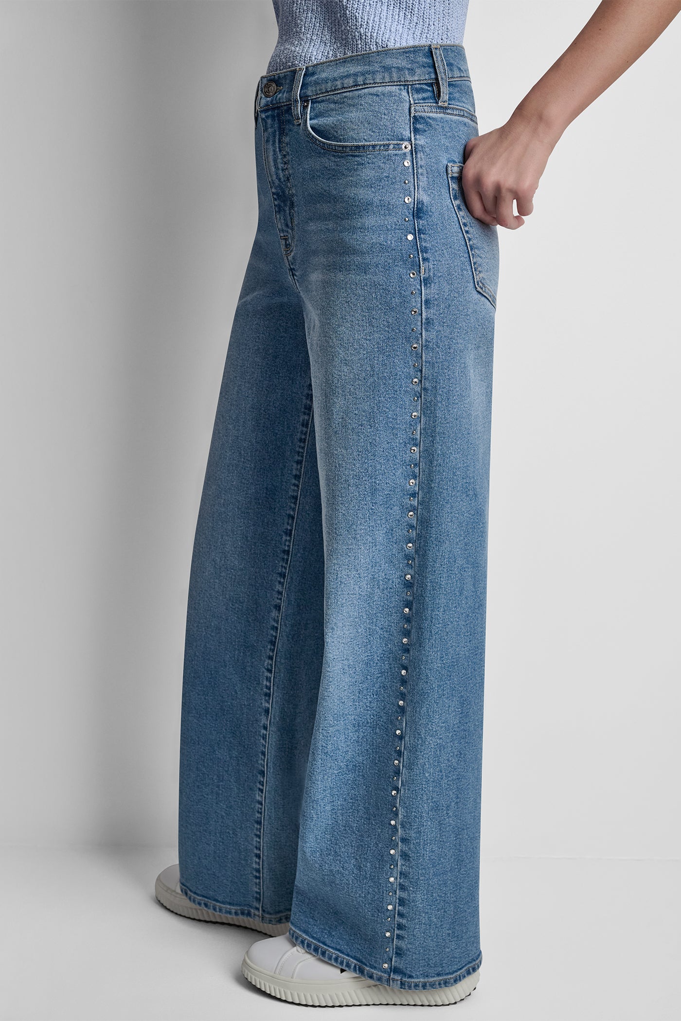 HIGH-RISE RHINESTONE STUD WIDE LEG VIEW 4 | SALE