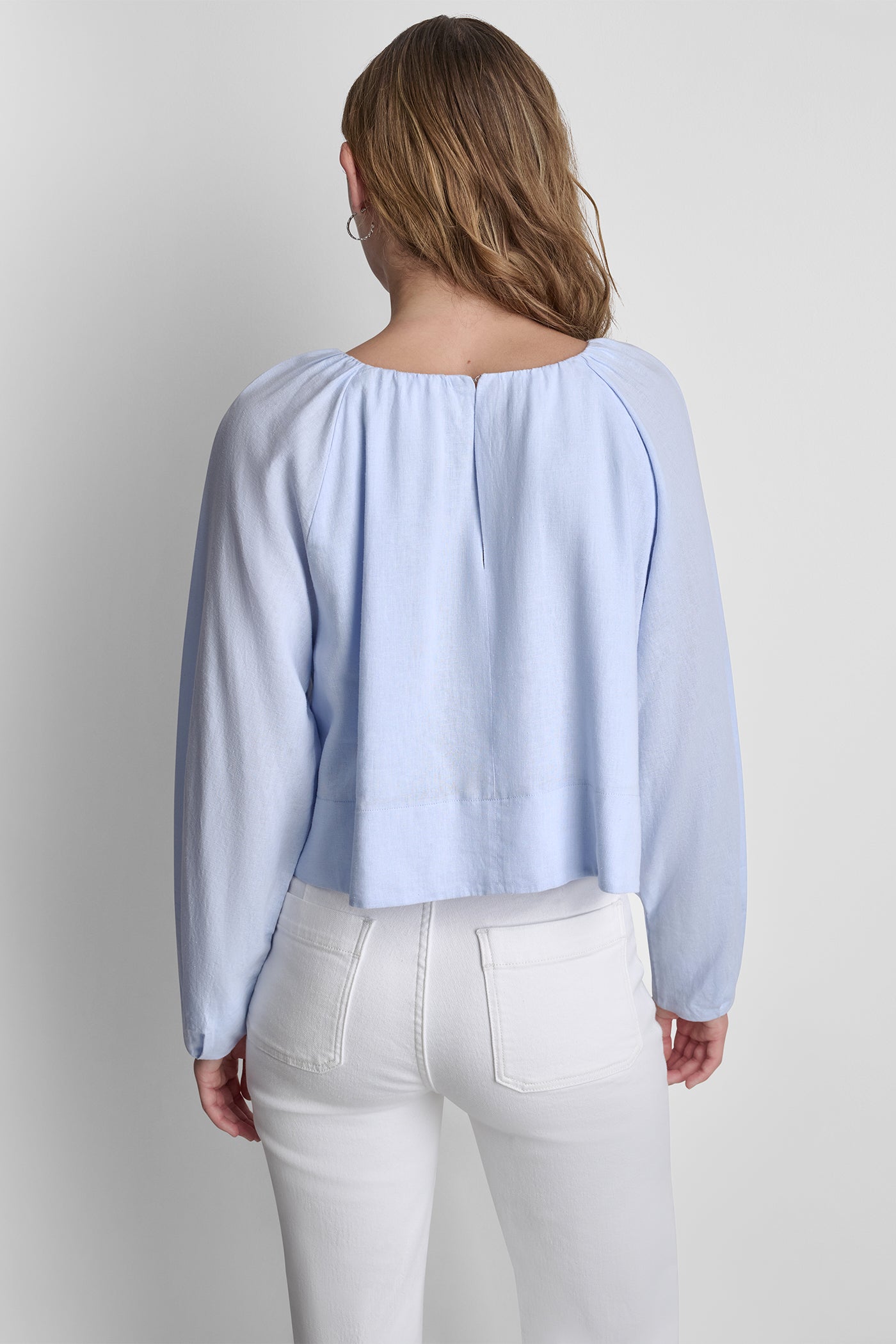 LINEN-BLEND RAGLAN SLEEVE BLOUSE VIEW 3 | WOMEN'S SWEATERS & TOPS