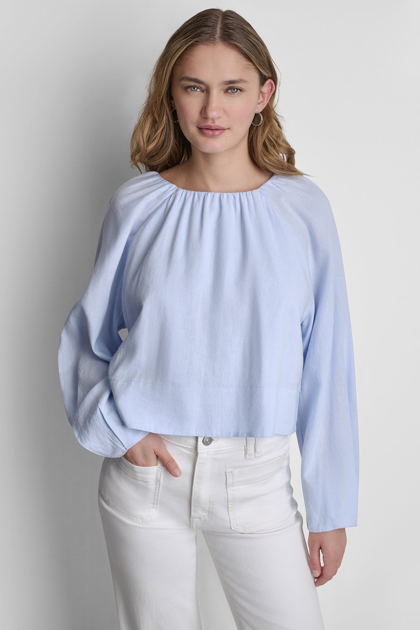 LINEN-BLEND RAGLAN SLEEVE BLOUSE VIEW 5 | WOMEN'S SWEATERS & TOPS