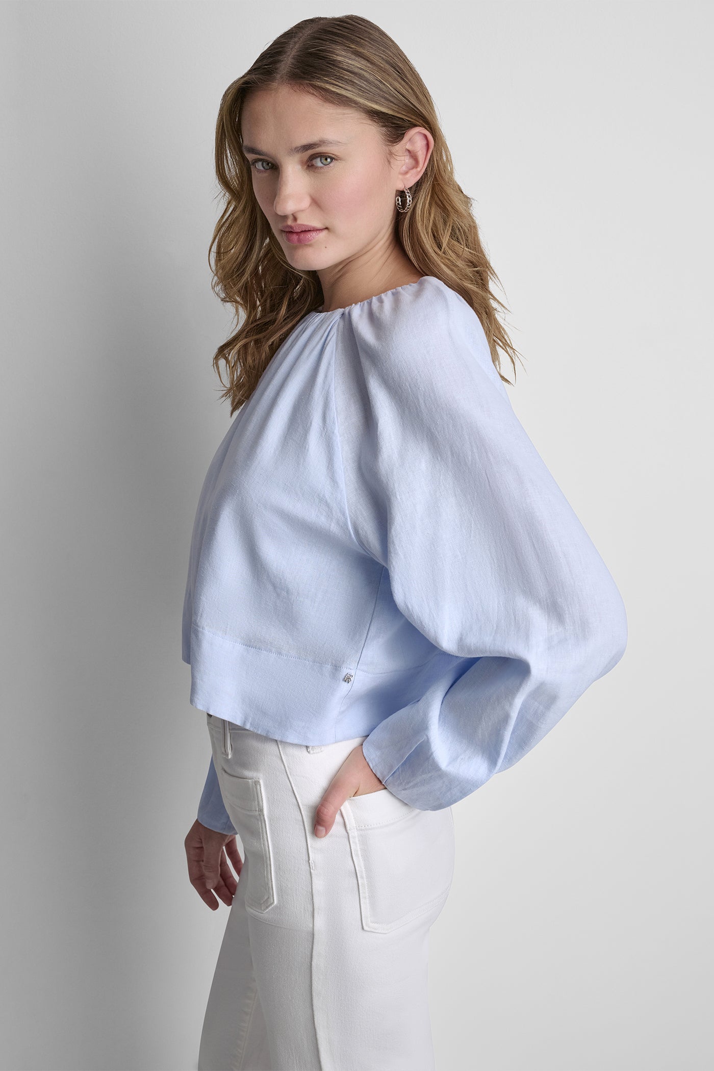 LINEN-BLEND RAGLAN SLEEVE BLOUSE VIEW 4 | WOMEN'S SWEATERS & TOPS